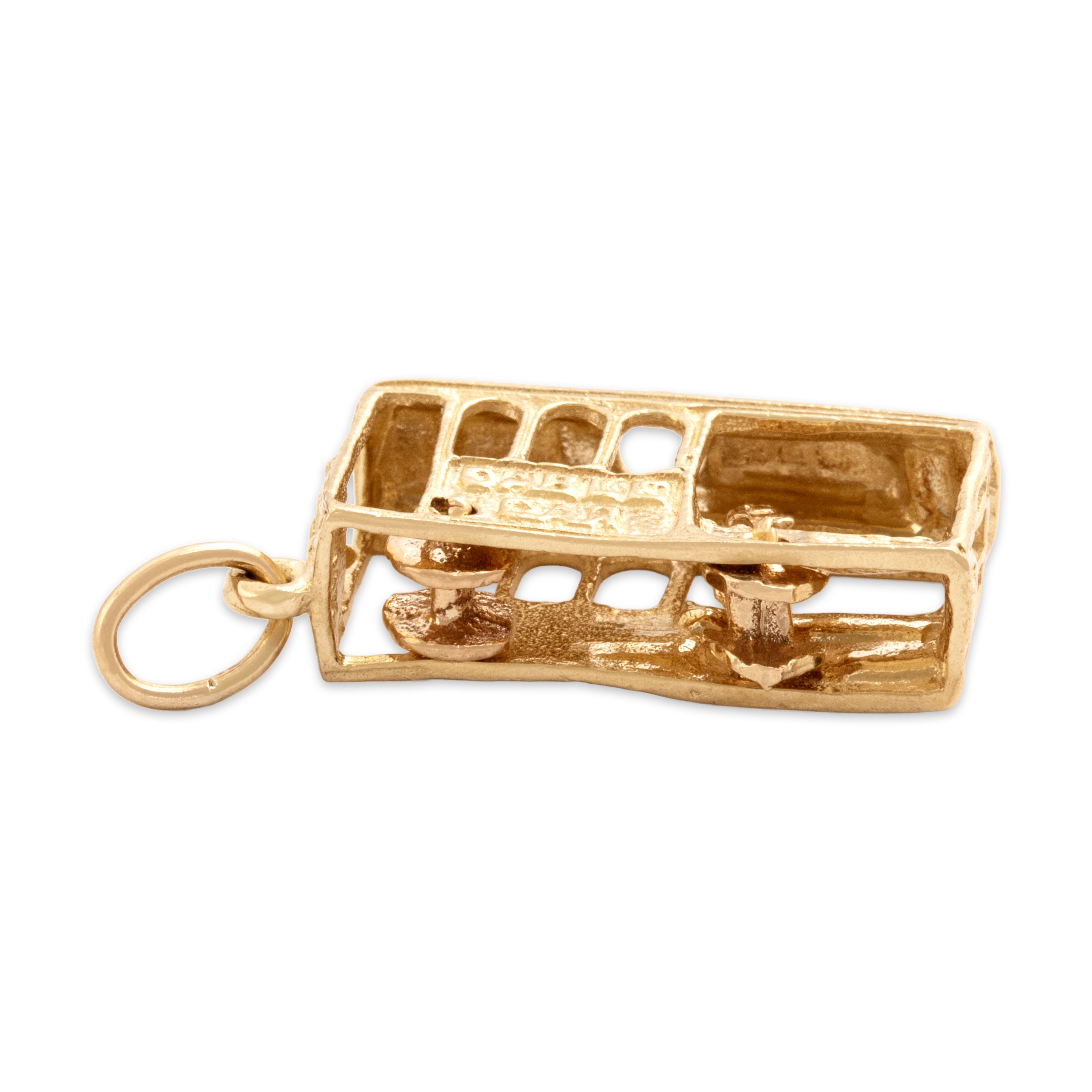 Vintage 14k Yellow Gold Articulated San Francisco Cable Car Charm / Pendant - detail view #1