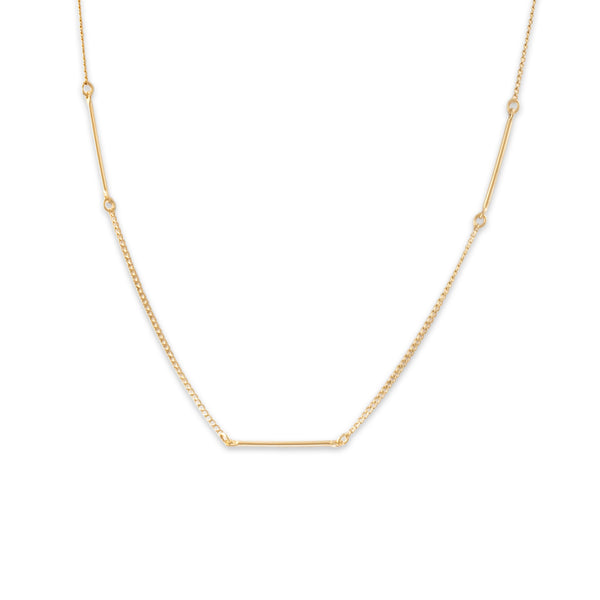 Vintage 14k Yellow Gold Lovely Dainty Bar Link Chain 15.25