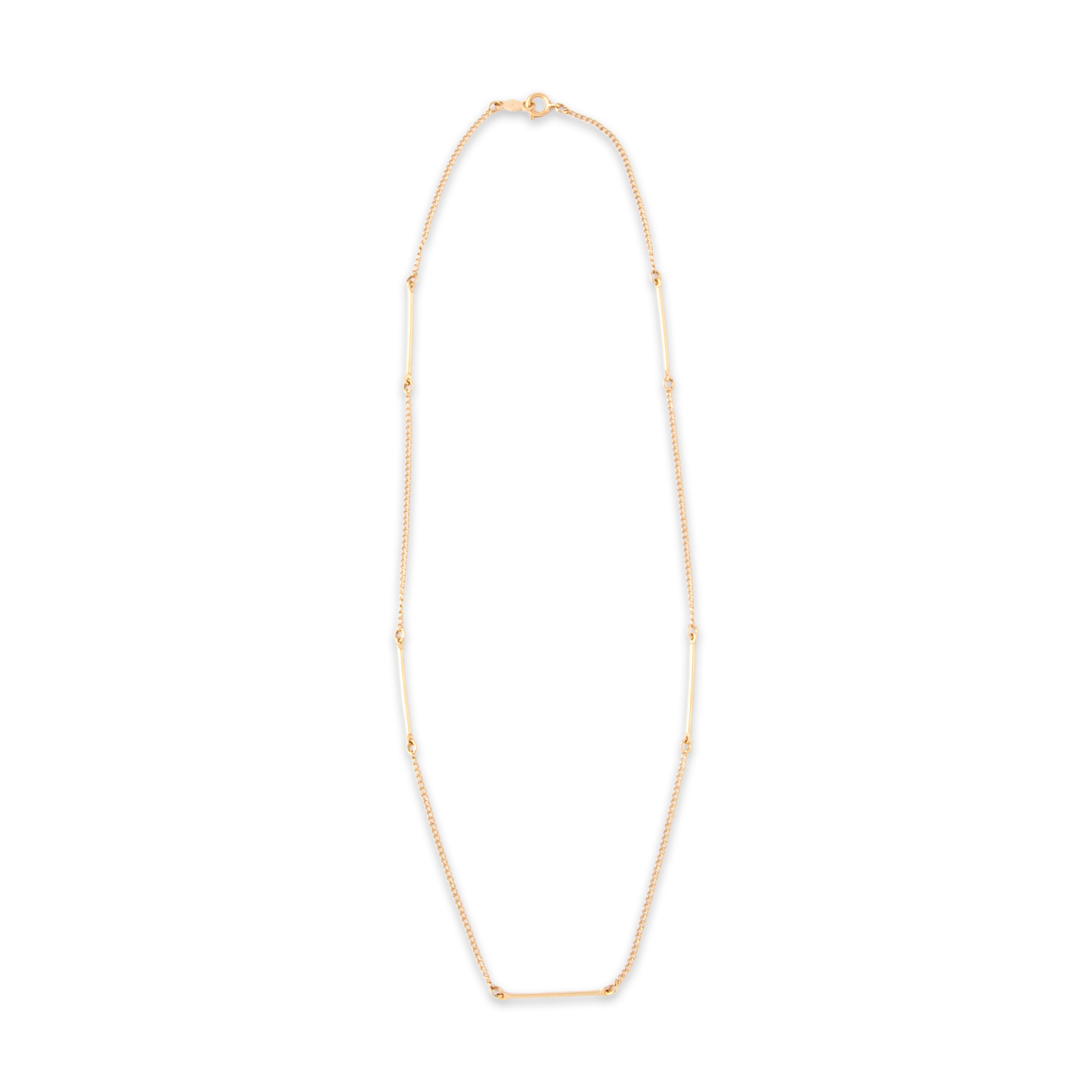 Vintage 14k Yellow Gold 1.2mm (Chain), 1mm (Bar Link) Lovely Dainty Bar Link Chain - Overall view