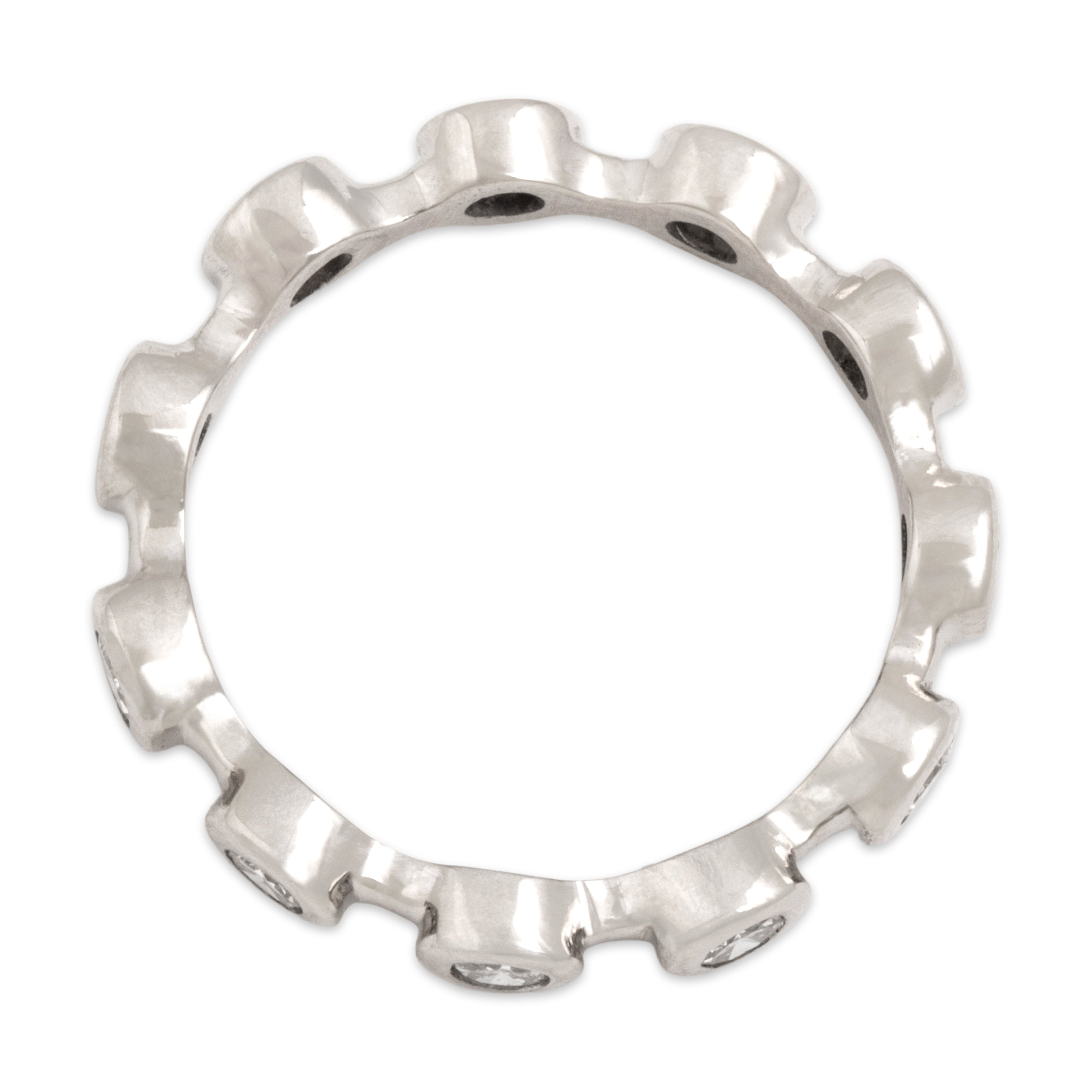 Vintage 14k White Gold .93cttw Diamond Bubble Bezel Eternity Band Ring - detail view #1
