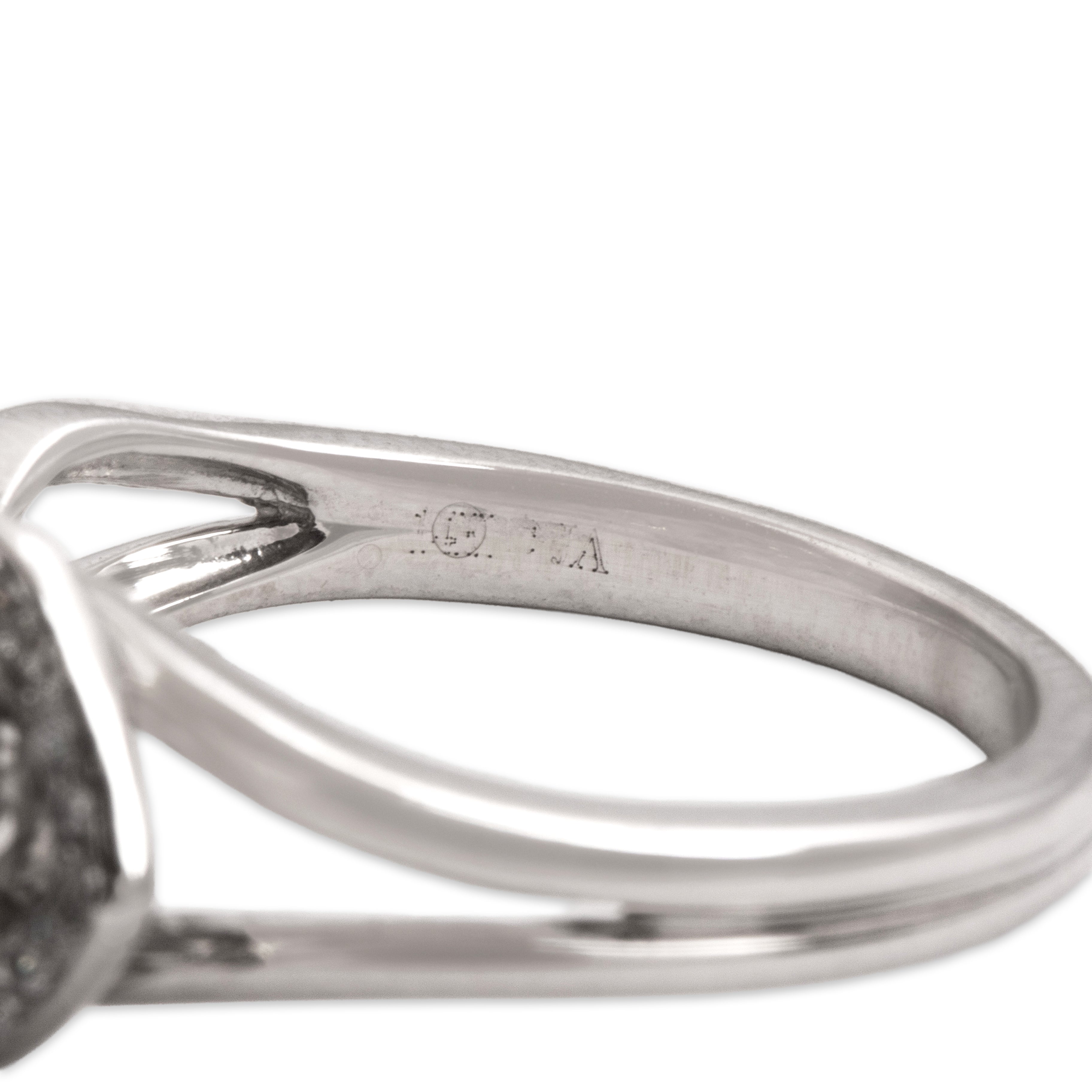 Estate 14k White Gold .78ct Emerald Diamond Chic Artistic Interlocked Ring - Hallmark view