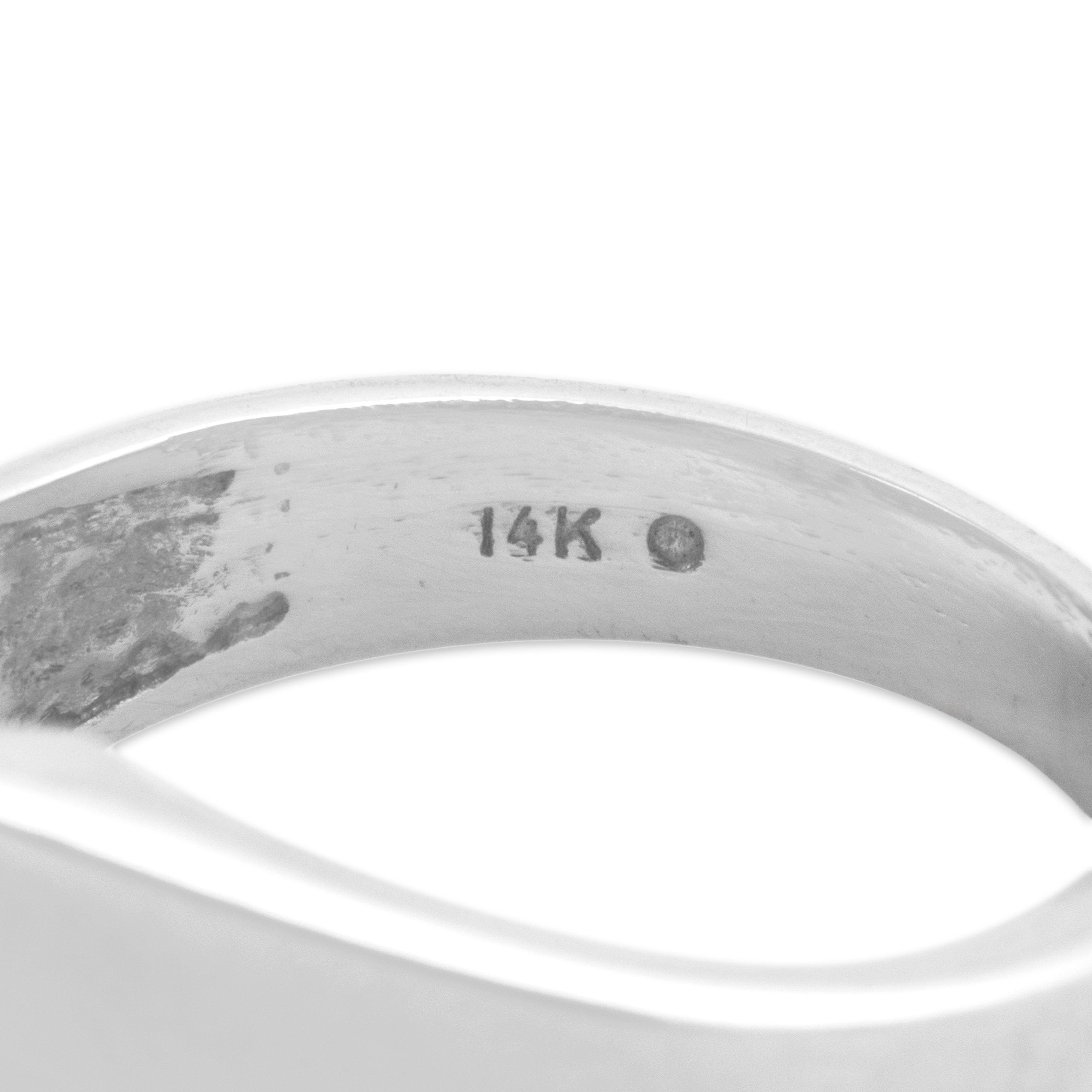 Vintage 14k White Gold 1.21cttw Old European Cut Diamond Fantastic Triple Stack Flared Shoulder Ring - Hallmark view