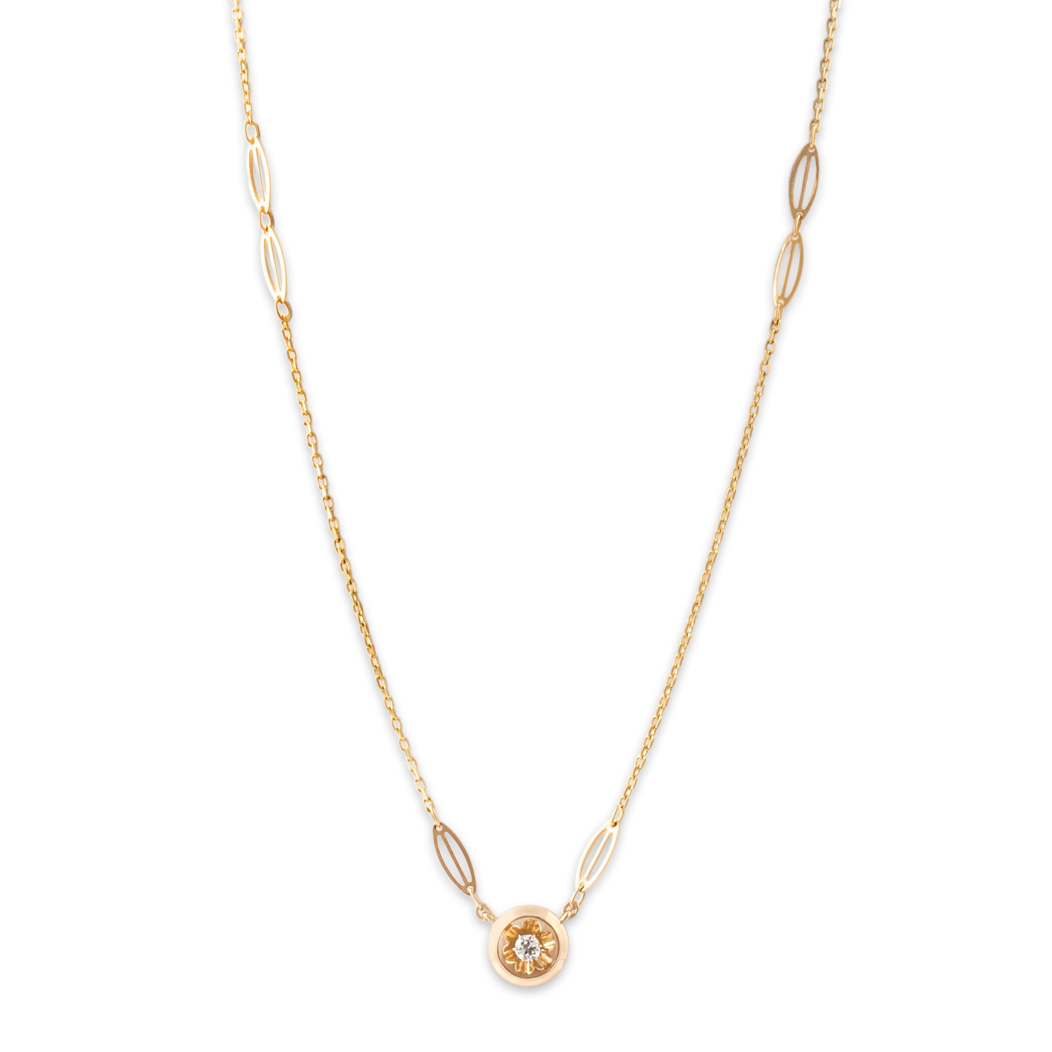 Vintage 18k & 14k Yellow Gold Old European Cut Diamond Station Necklace 18