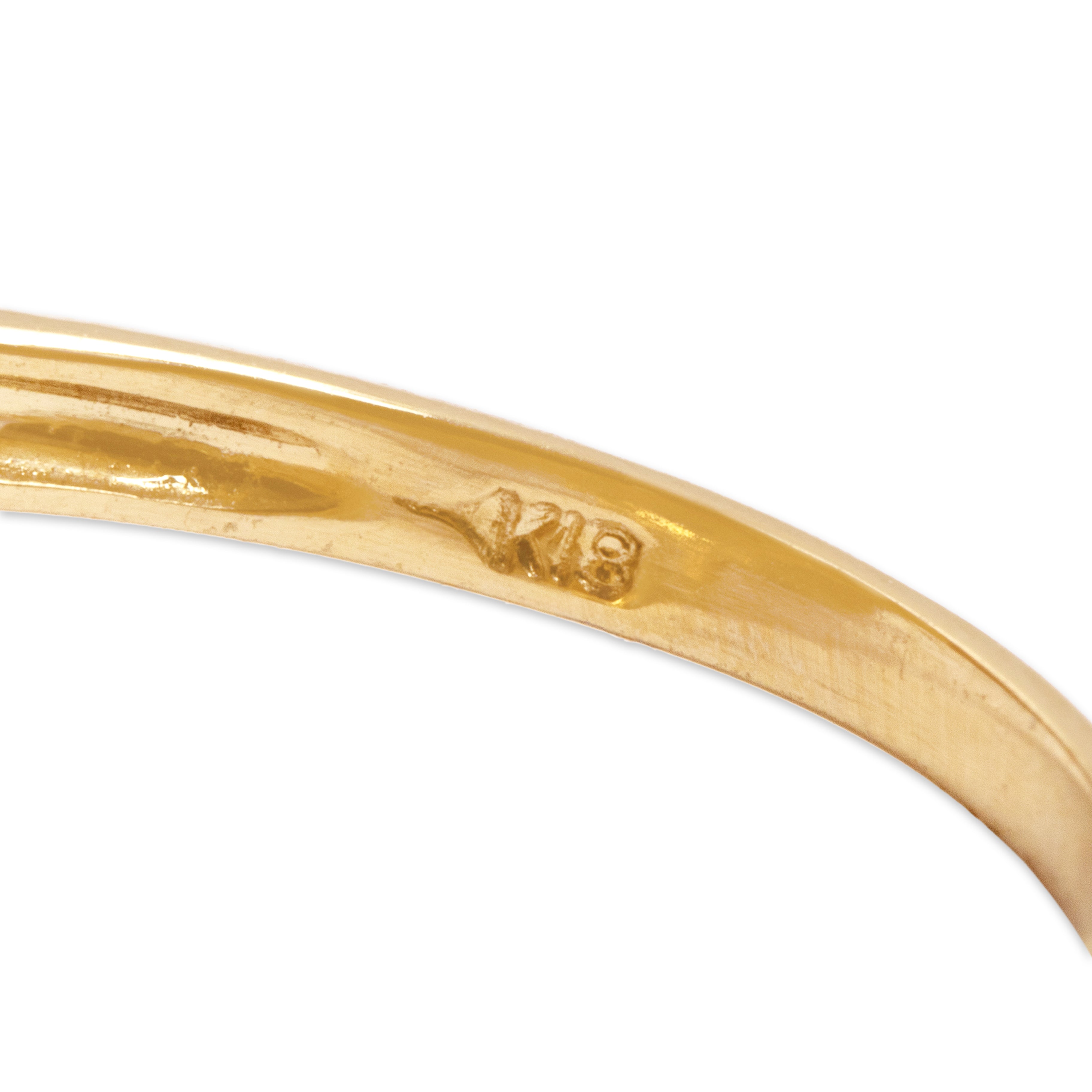 Vintage 18k Yellow Gold [Custom Carat] Oval Cabochon Halo Ring - Hallmark view