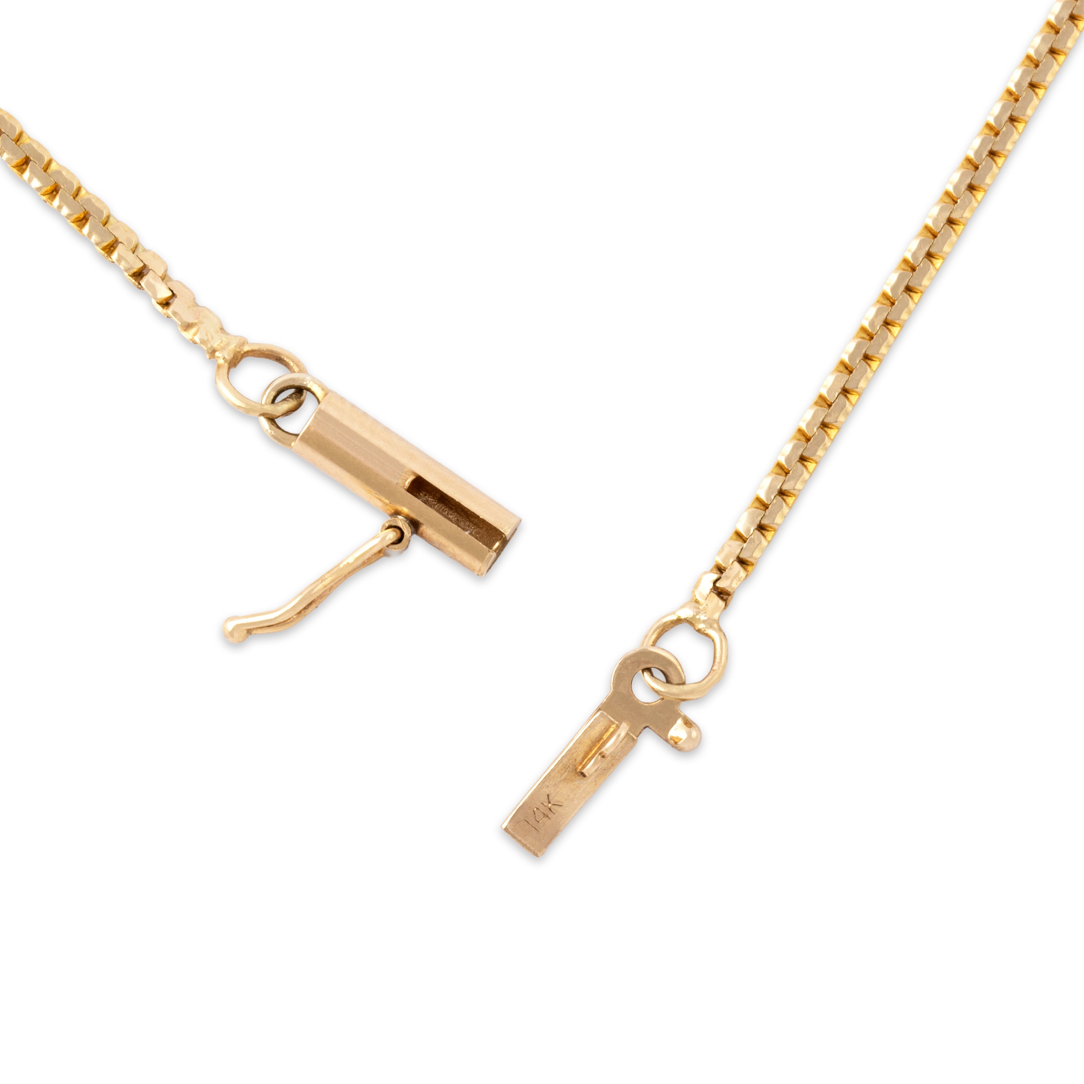Vintage 14k Yellow Gold .75cttw Diamond Chain Channel Heart Necklace - clasp view