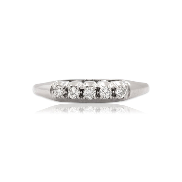 Vintage 14k White Gold Diamond Classic Elegant Bar Ring 9.25