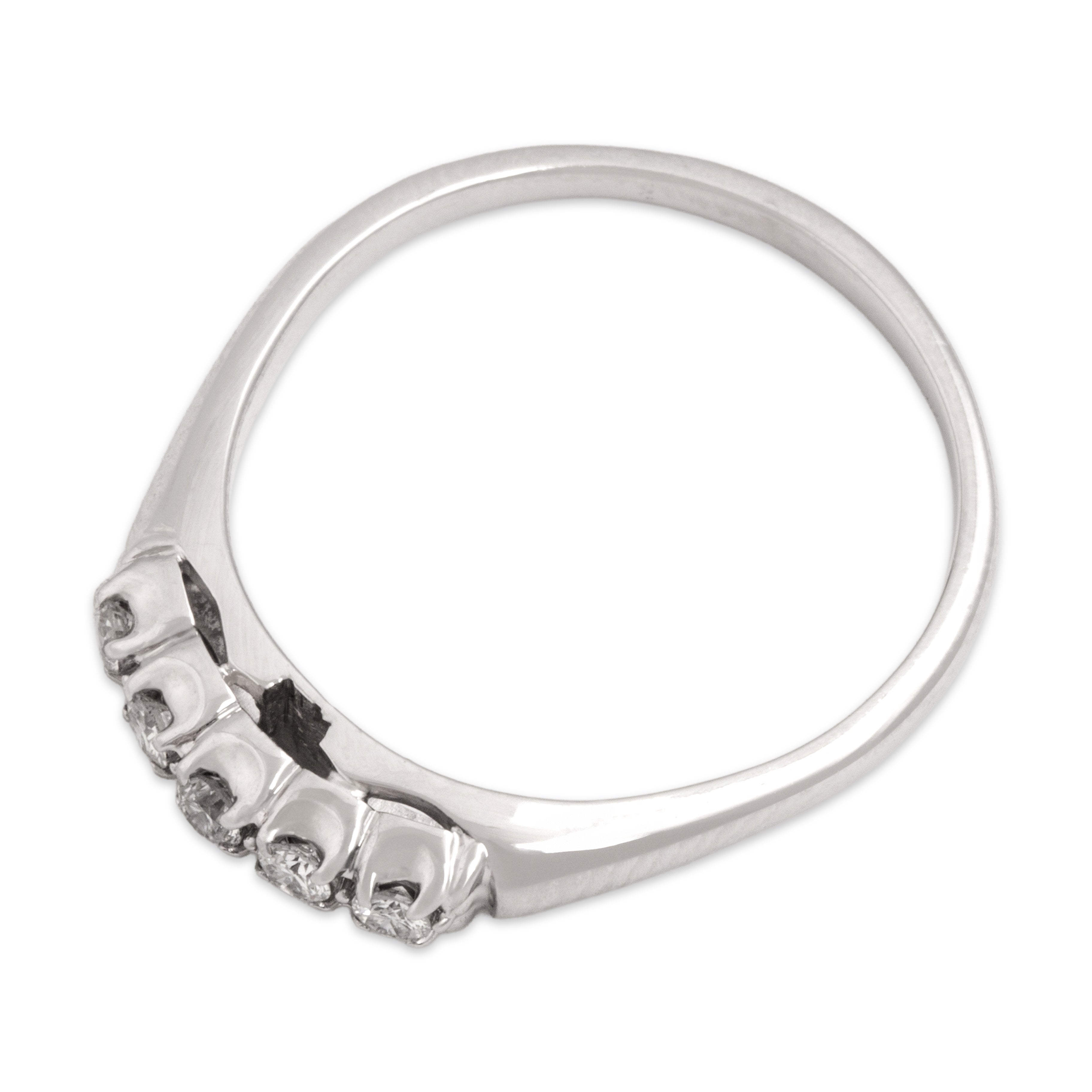 Vintage 14k White Gold Diamond Classic Elegant Bar Ring - Overall view