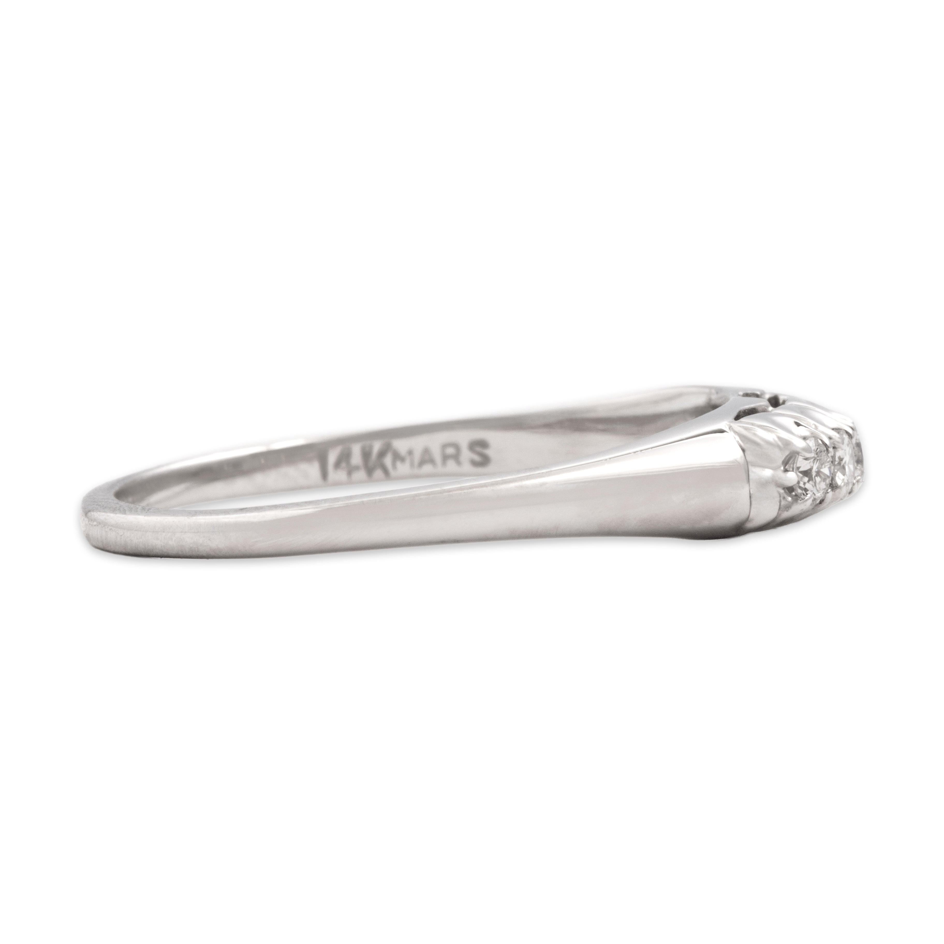 Vintage 14k White Gold Diamond Classic Elegant Bar Ring - Side view