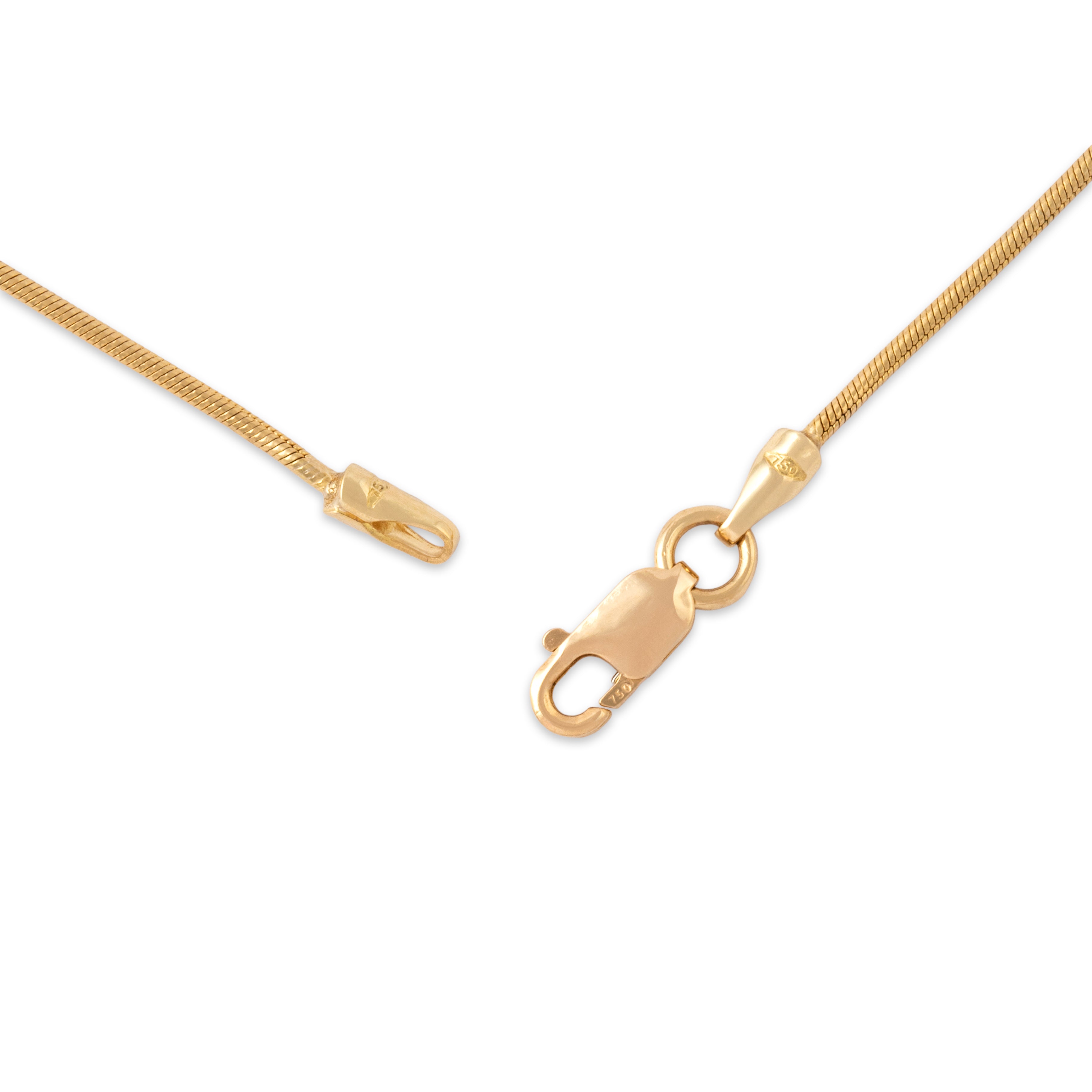Vintage Italian 18k Yellow Gold 1mm Quintessential Sinuous Snake Chain - clasp view