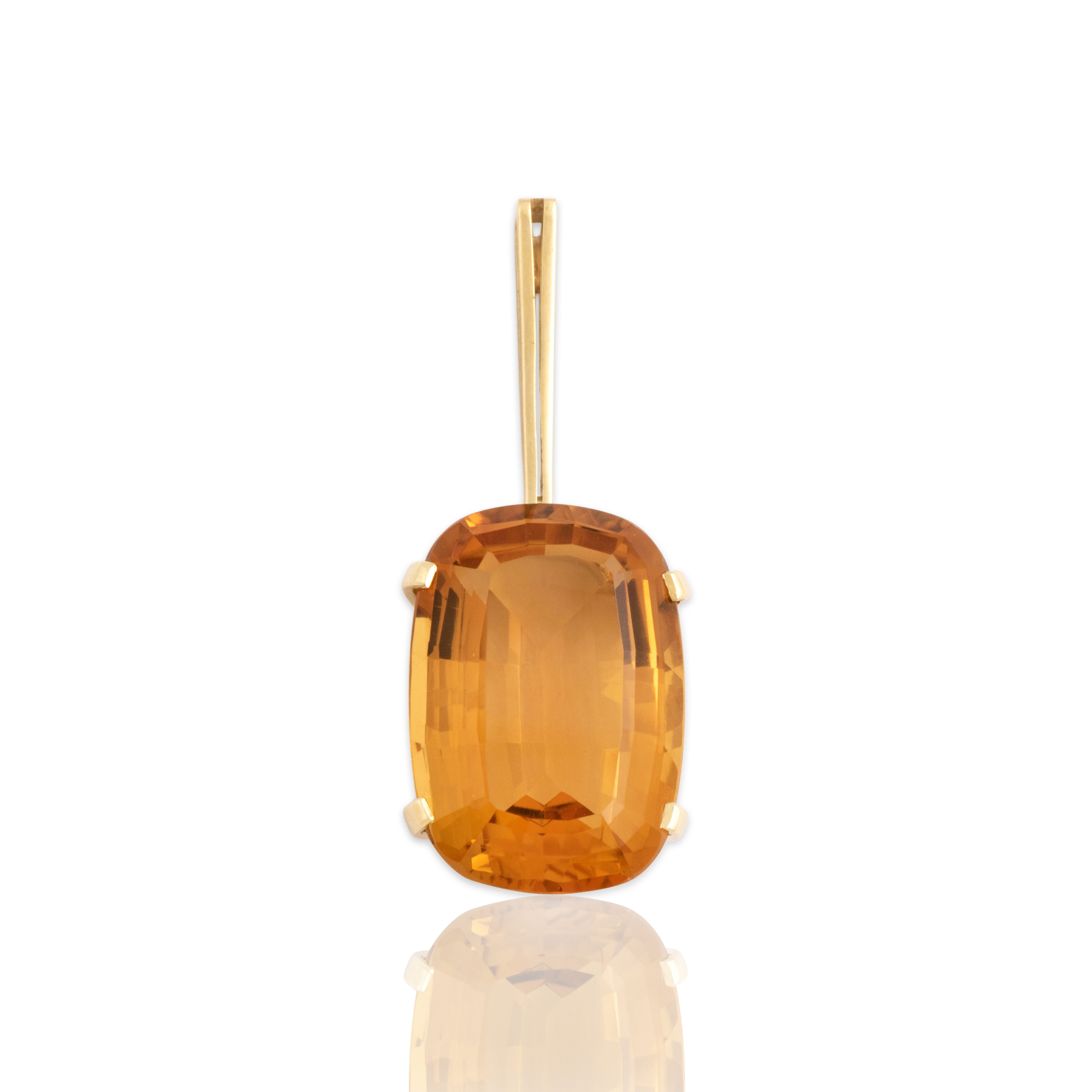 Vintage 14k Yellow Gold 11.46ct Citrine Long Dangle Sunny Solitaire Pendant