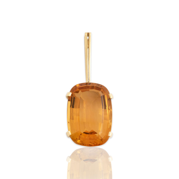 Vintage 14k Yellow Gold 11.46ct Citrine Long Dangle Sunny Solitaire Pendant