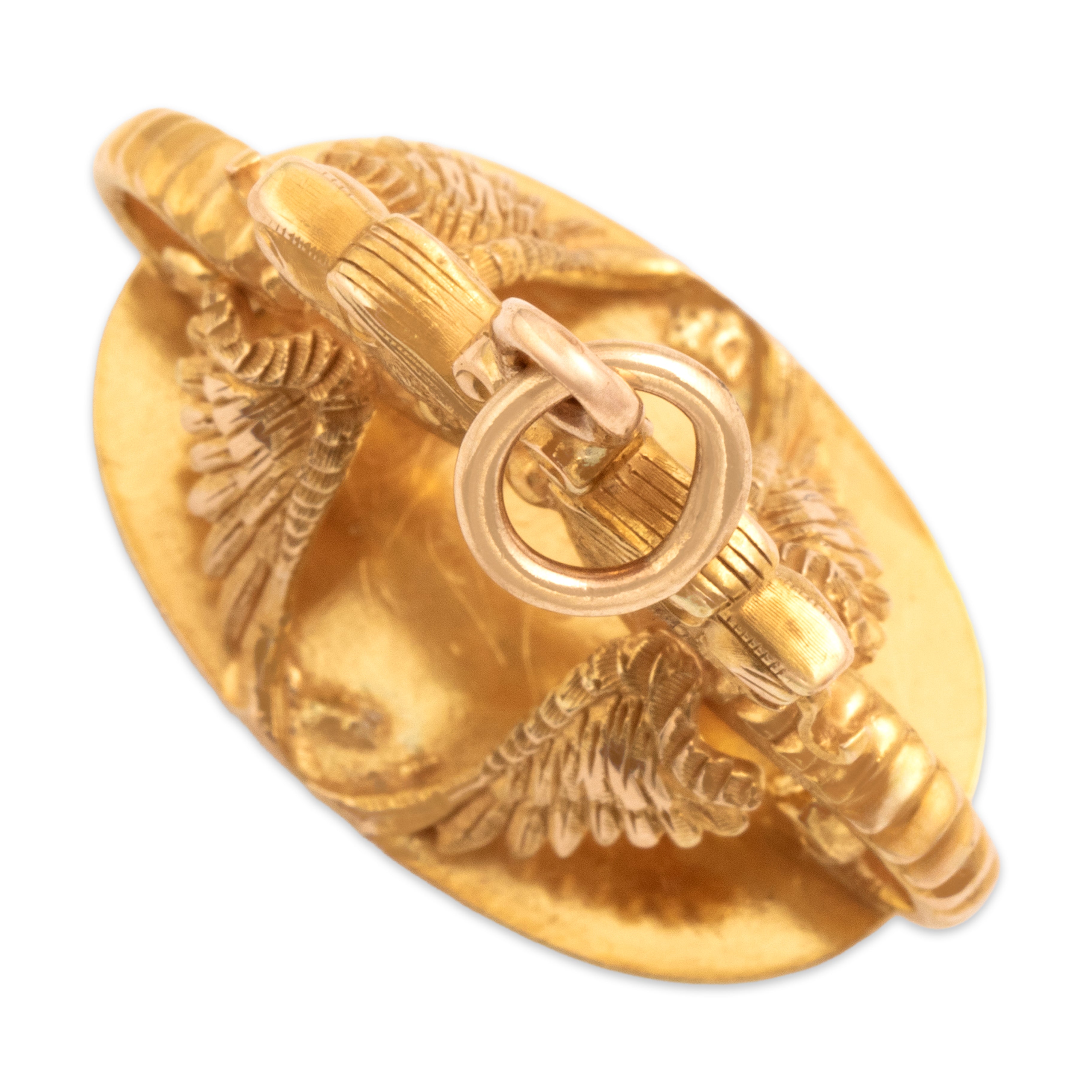 Antique Victorian 14k Yellow Gold Fantastic Figural Mystical Winged Dragon Fob Charm / Pendant - detail view #2