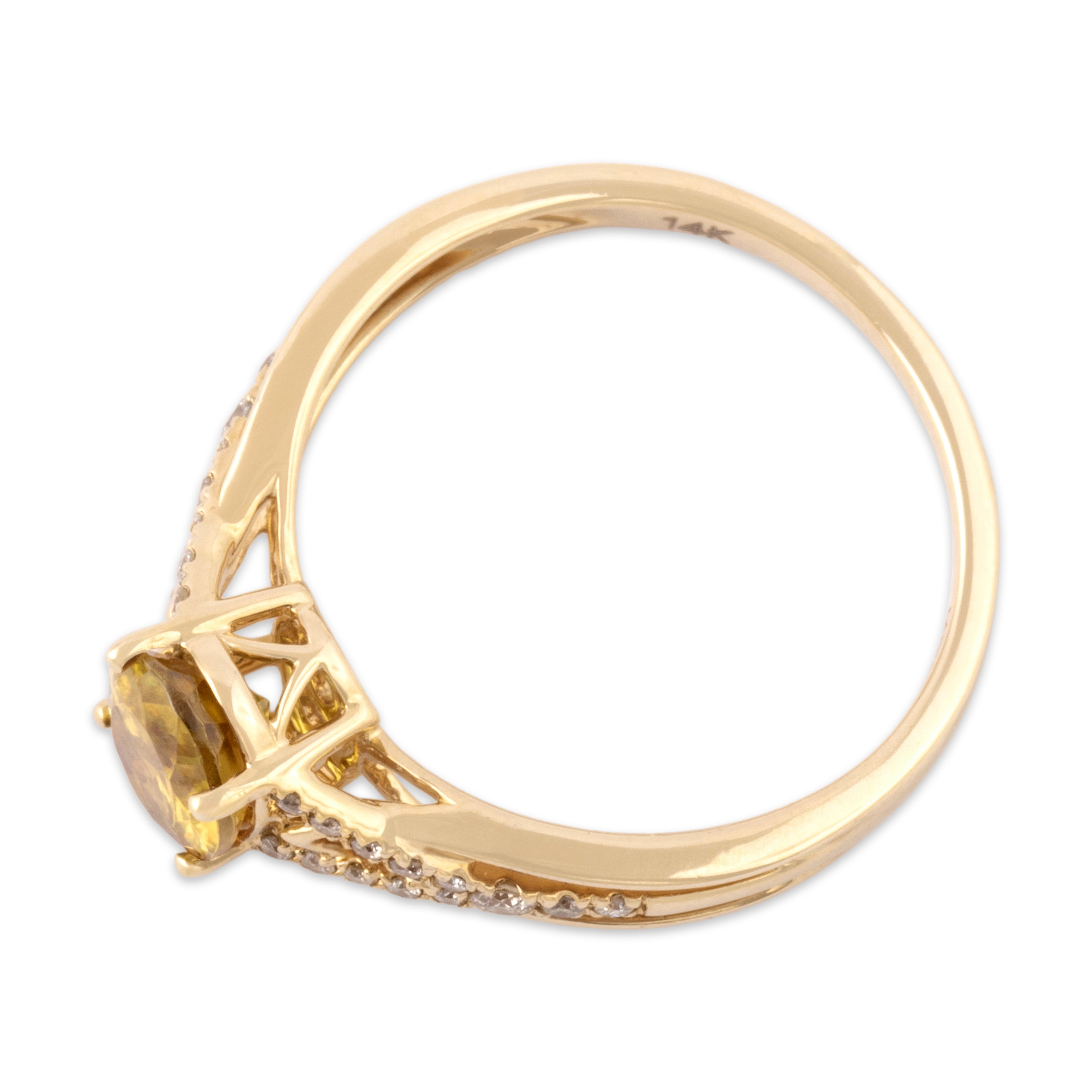 Estate 14k Yellow Gold 1.14ct Sphene Diamond Flashing Crossover Ring 8.00