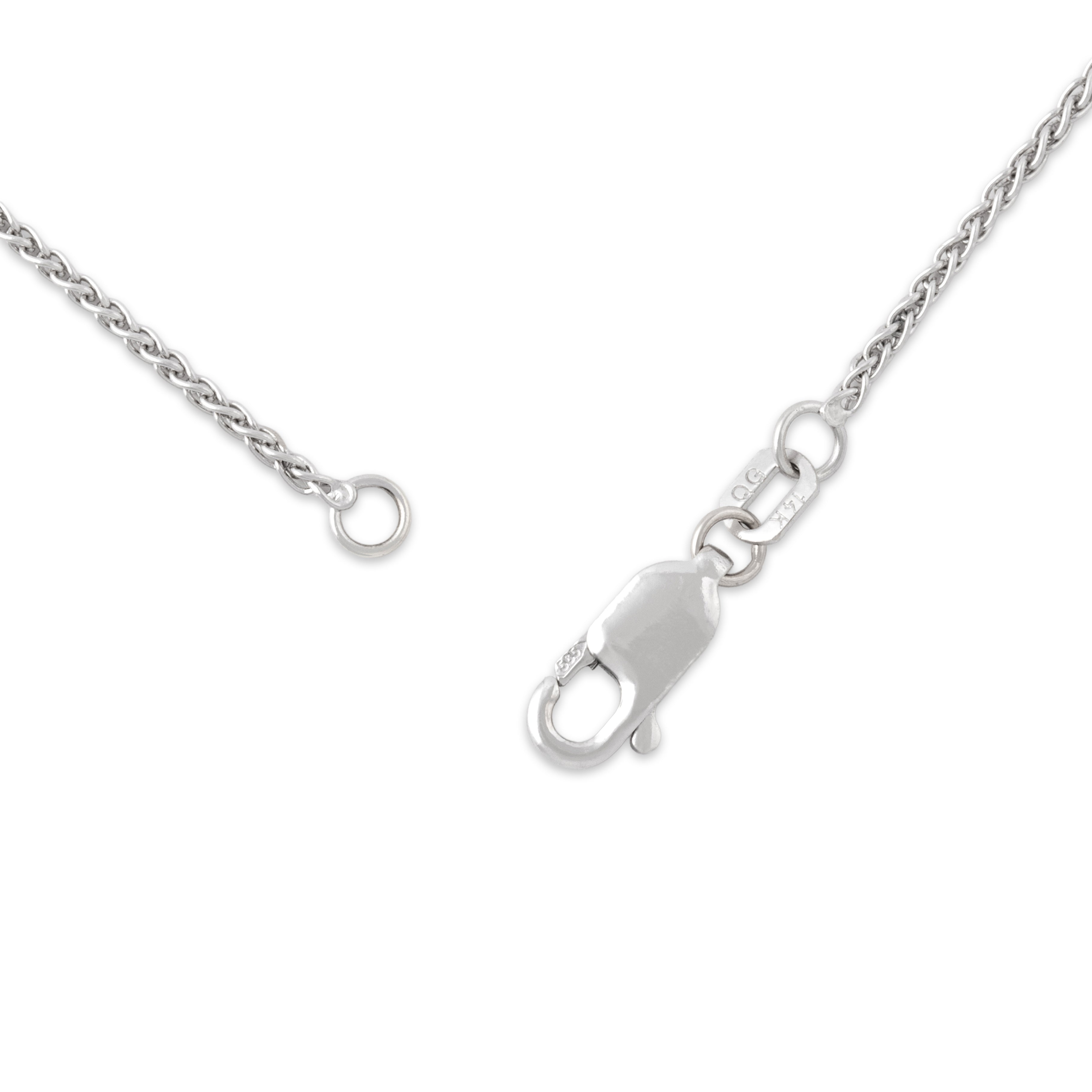 Estate 14k White Gold 1.2mm Lovely Wheat Chain - clasp view
