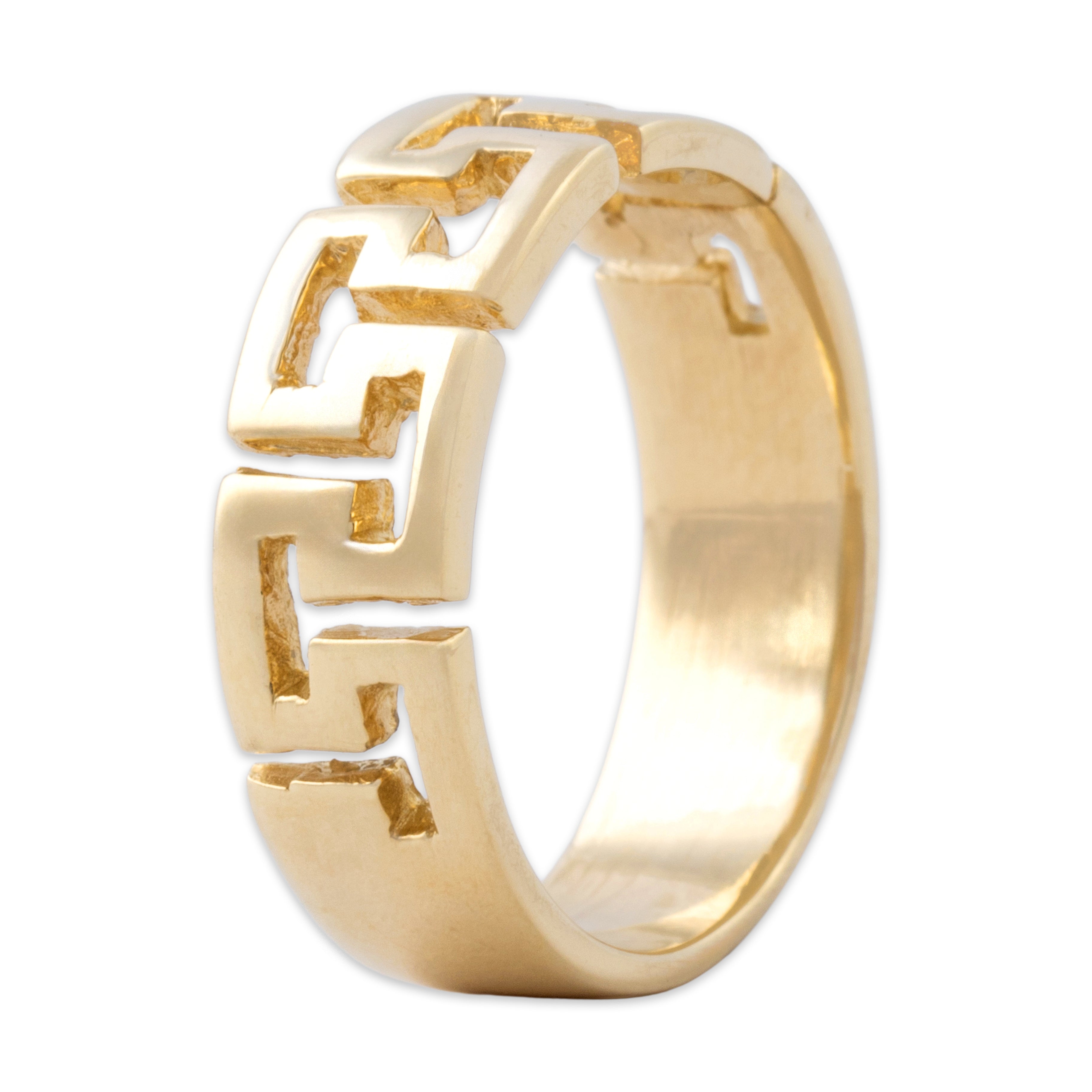 Vintage 14k Yellow Gold Open Greek Key Band Ring - Overall view