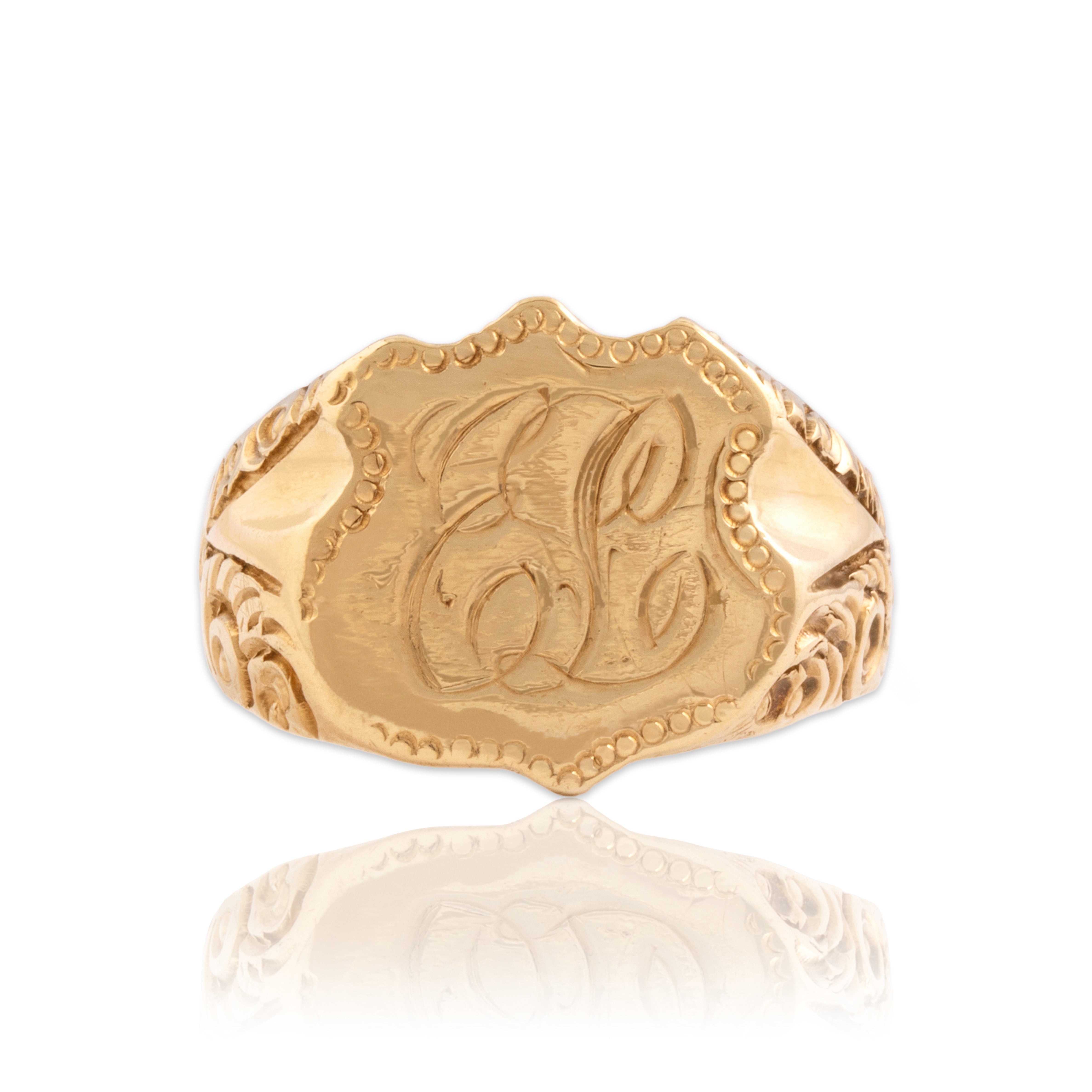 Antique 14k Yellow Gold Engraved 