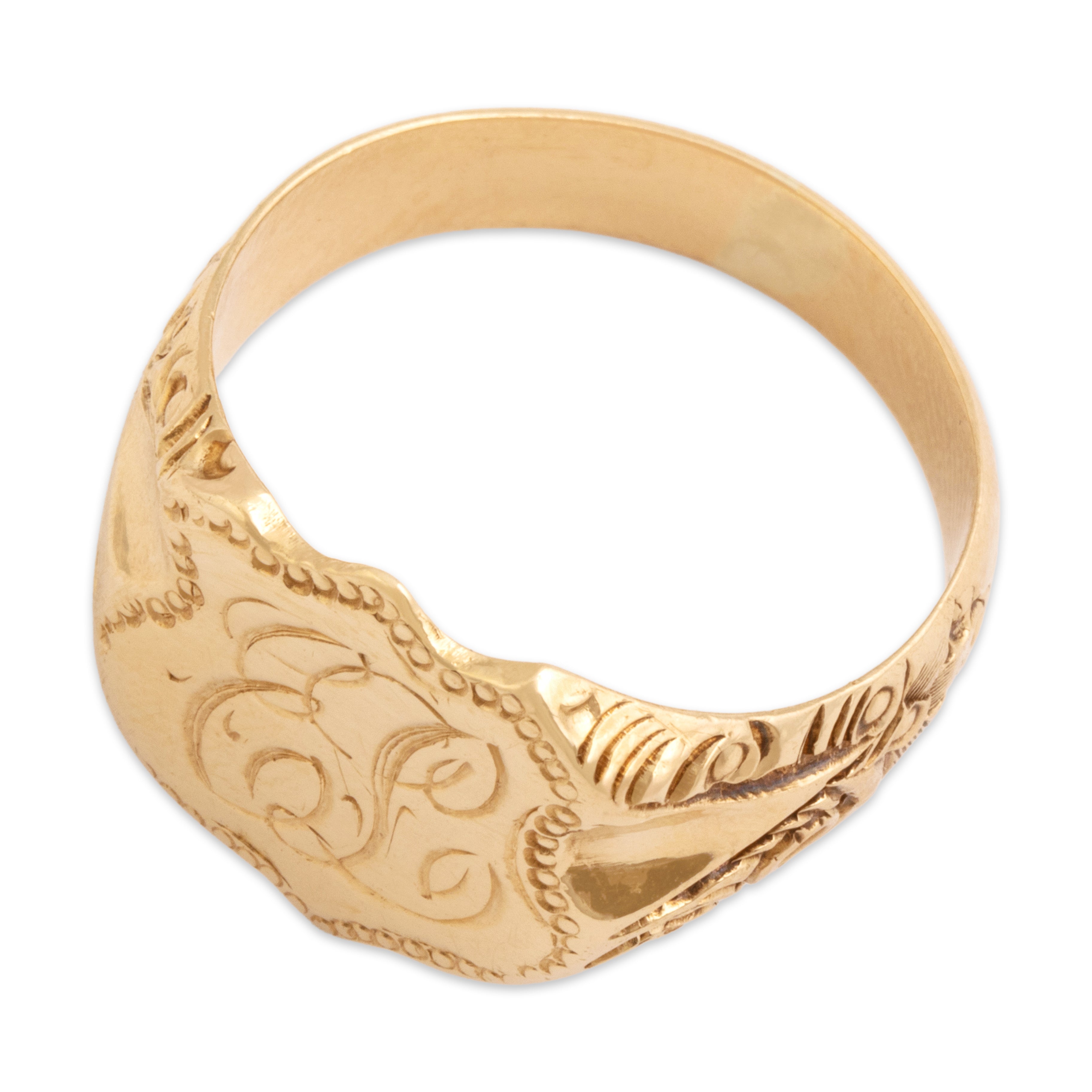 Antique 14k Yellow Gold Engraved 