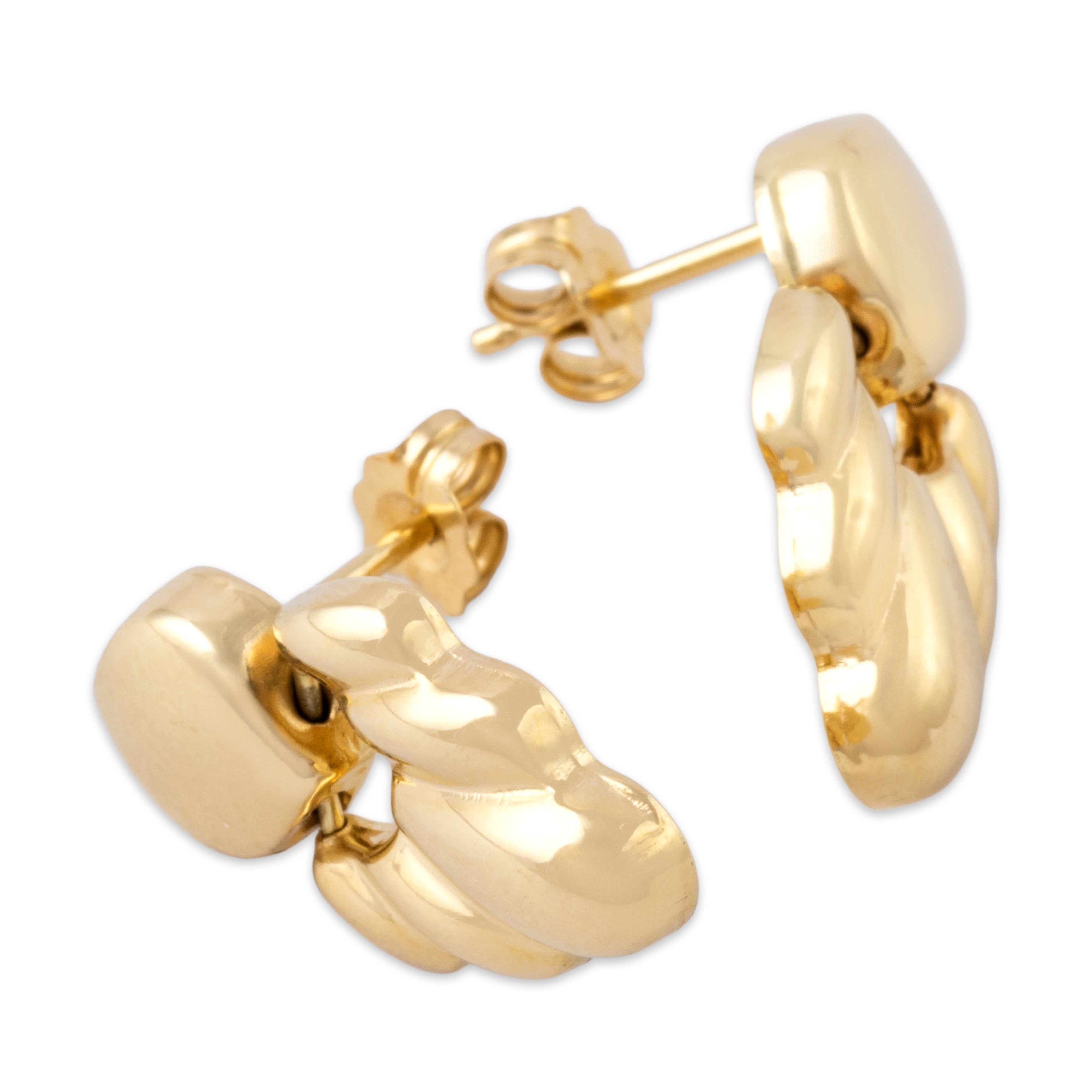 Vintage Small 14k Yellow Gold Chic Doorknocker Dangle Earrings - Overall view