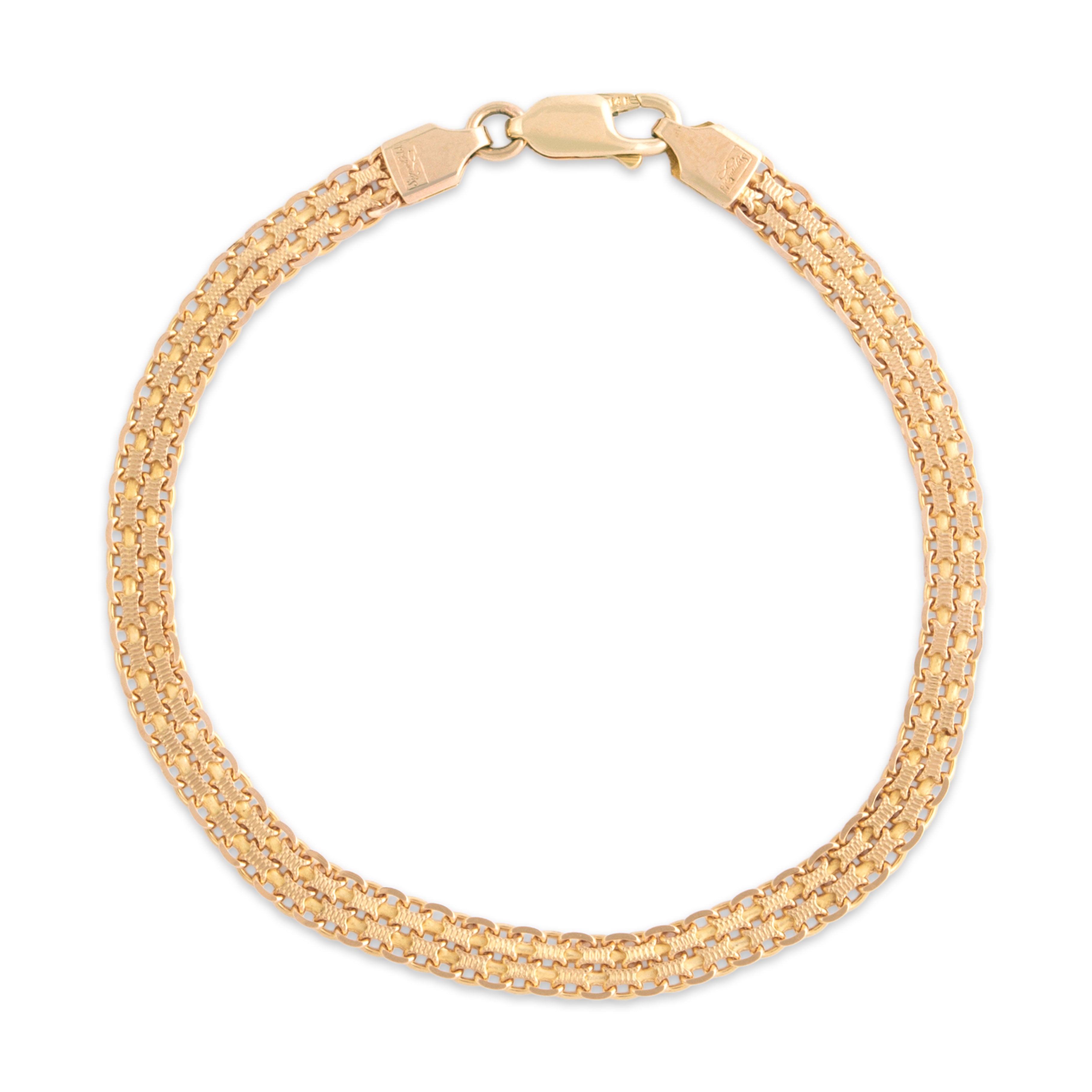 Vintage Italian 14k Yellow Gold Lovely Textured Woven Bracelet 7