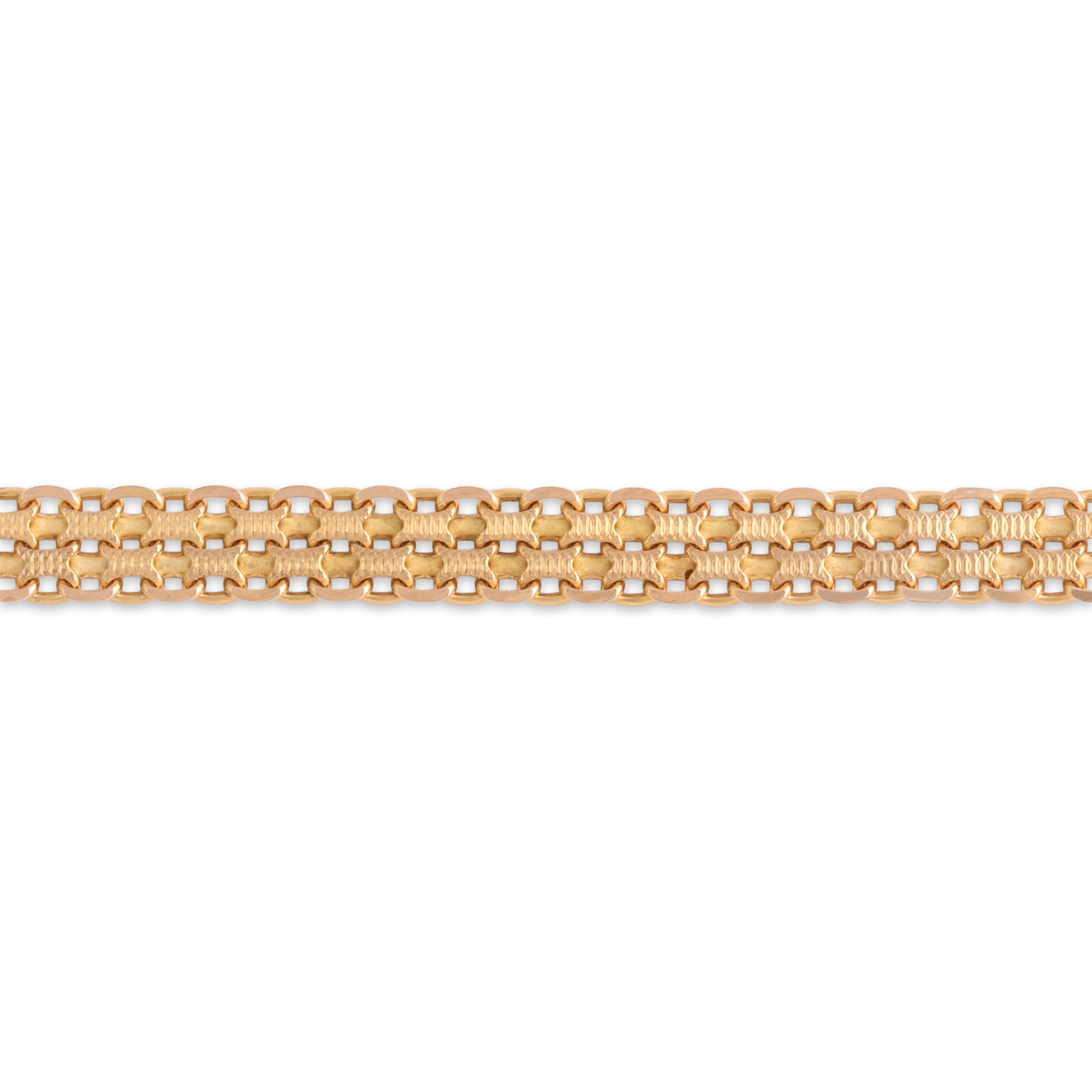 Vintage Italian 14k Yellow Gold Lovely Textured Woven Bracelet - detail view #1