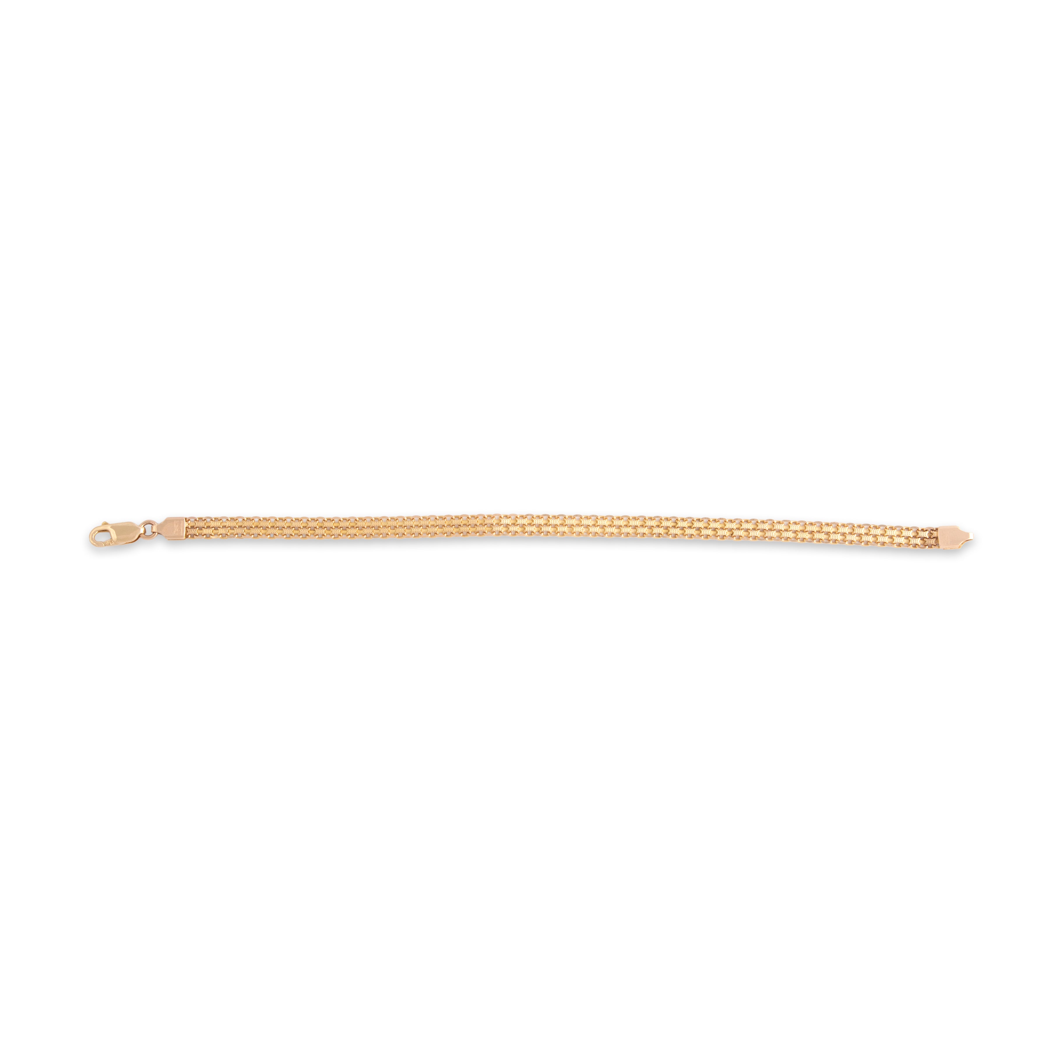 Vintage Italian 14k Yellow Gold Lovely Textured Woven Bracelet - Overall view