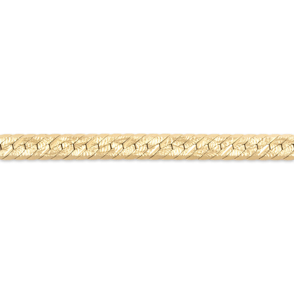 Vintage Italian 14k Yellow Gold Sleek Flat Patterned Textured Bracelet 7