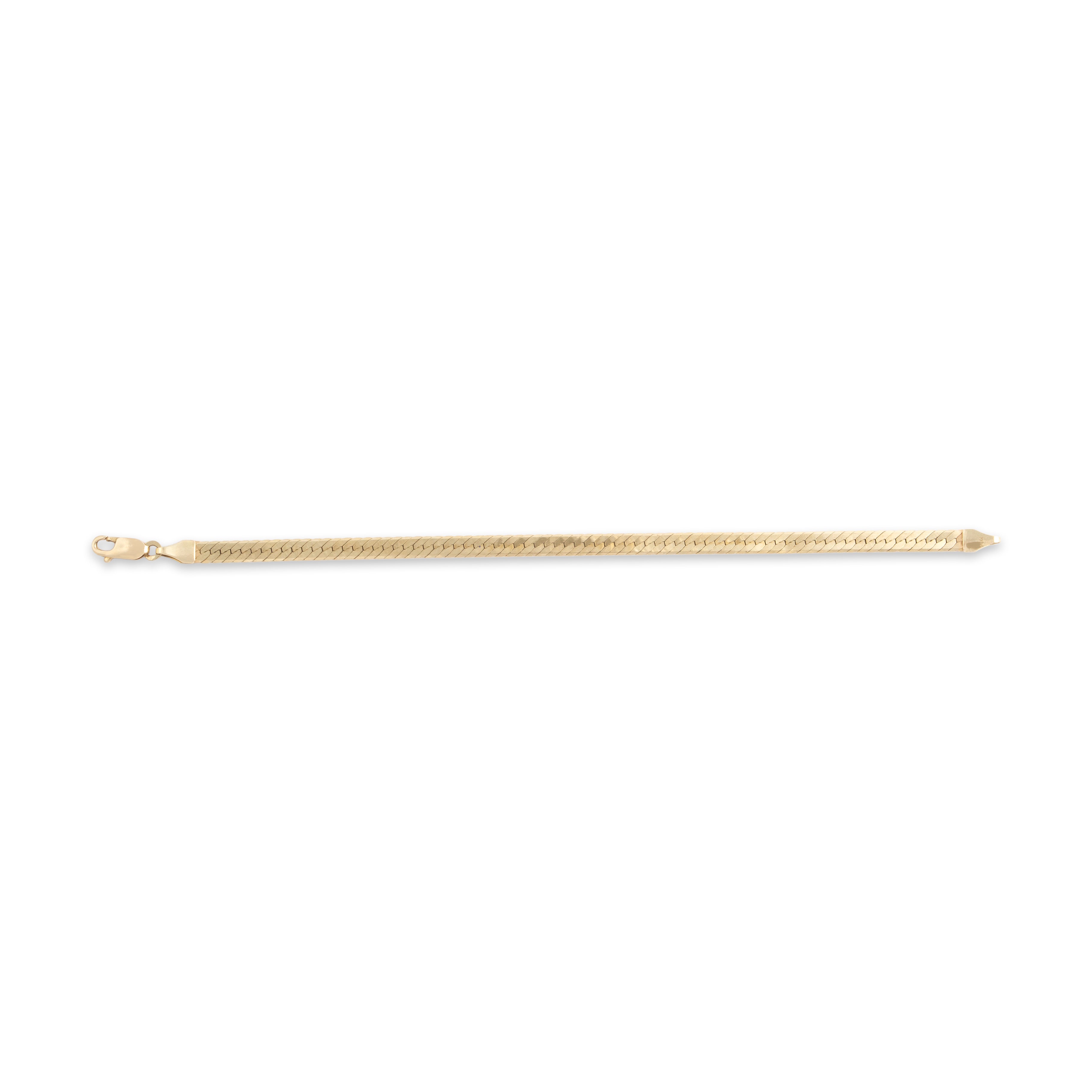 Vintage Italian 14k Yellow Gold Sleek Flat Patterned Textured Bracelet - Back view