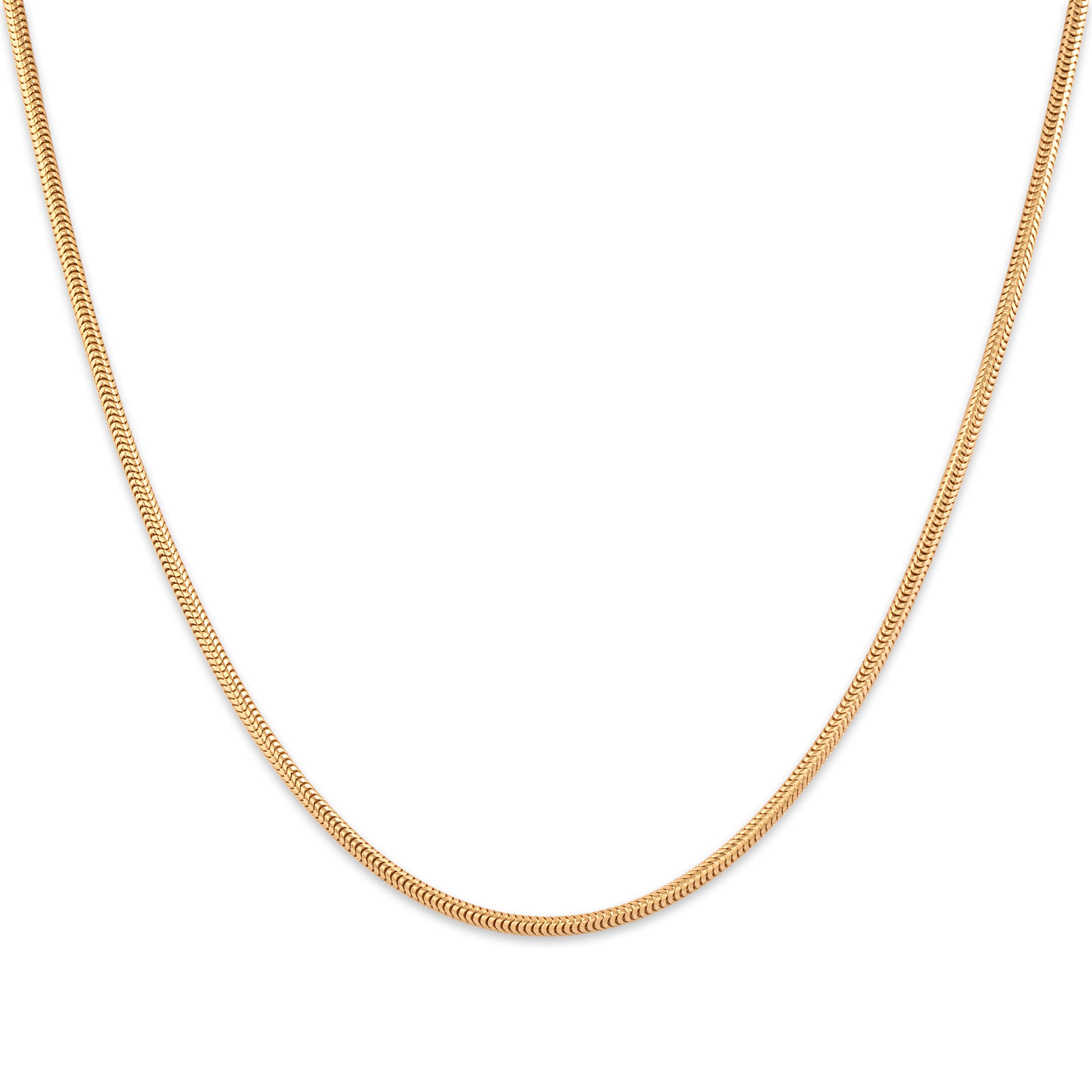 Vintage 14k Yellow Gold 1.7mm Tubular Snake Chain - Close-up view