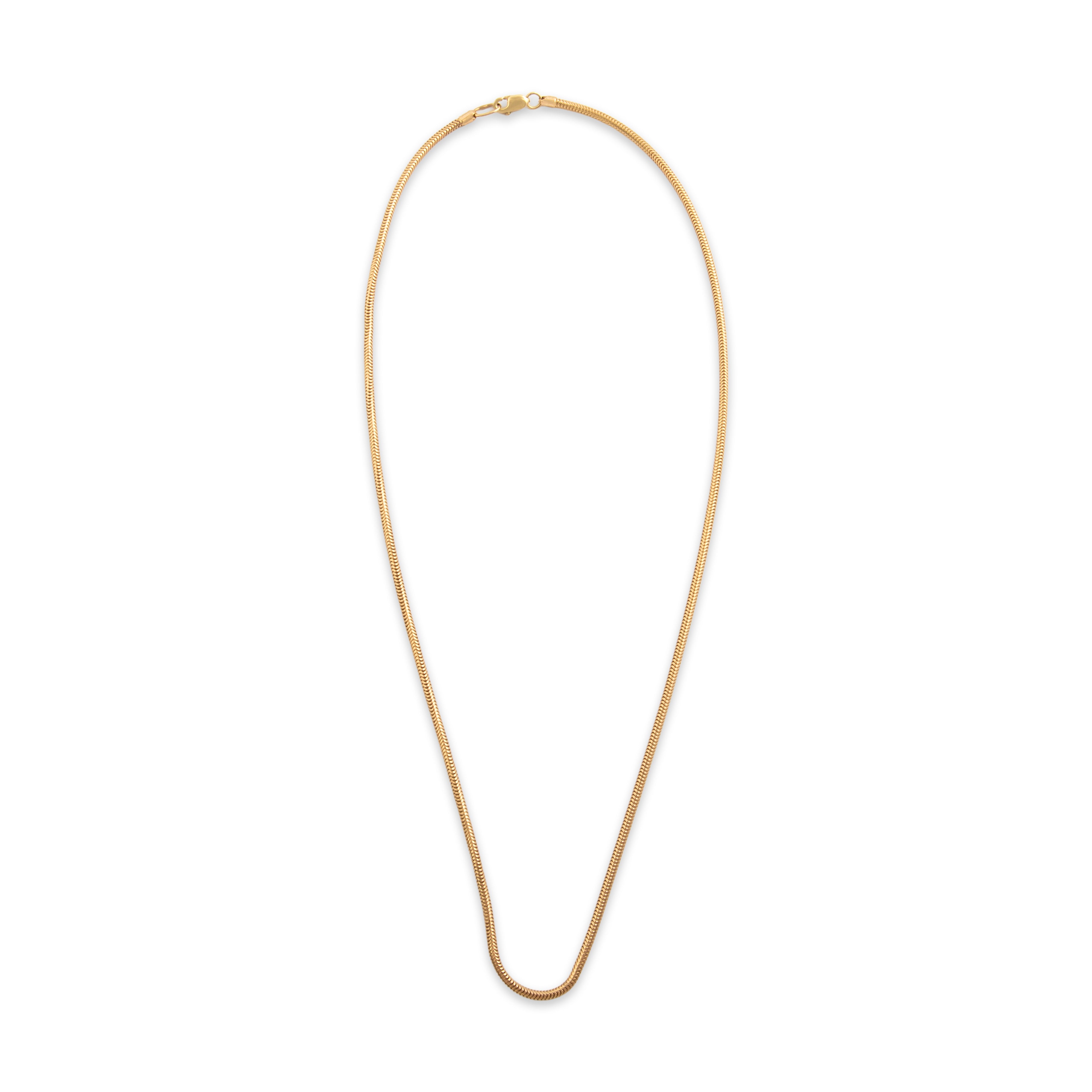 Vintage 14k Yellow Gold 1.7mm Tubular Snake Chain - Overall view