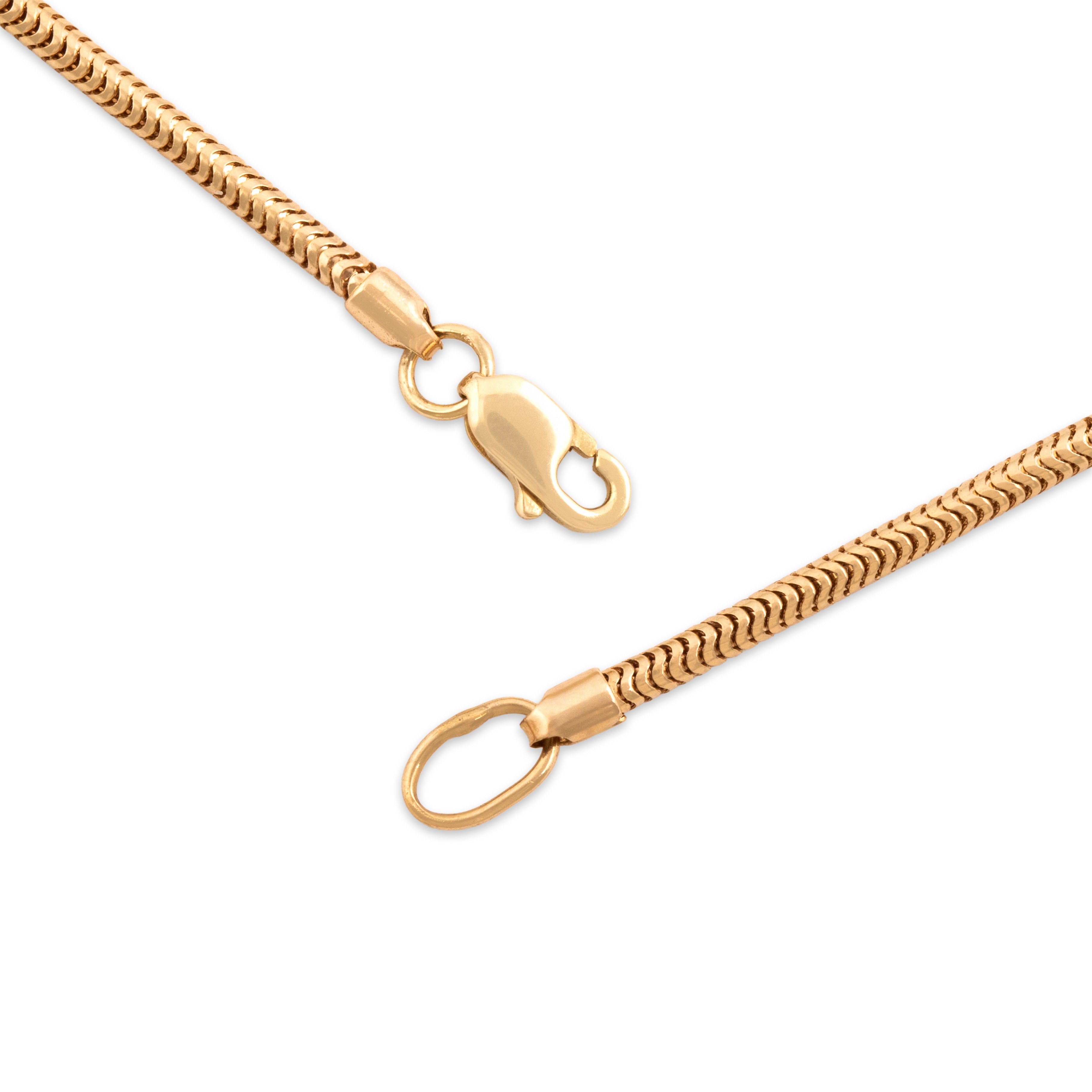 Vintage 14k Yellow Gold 1.7mm Tubular Snake Chain - clasp view