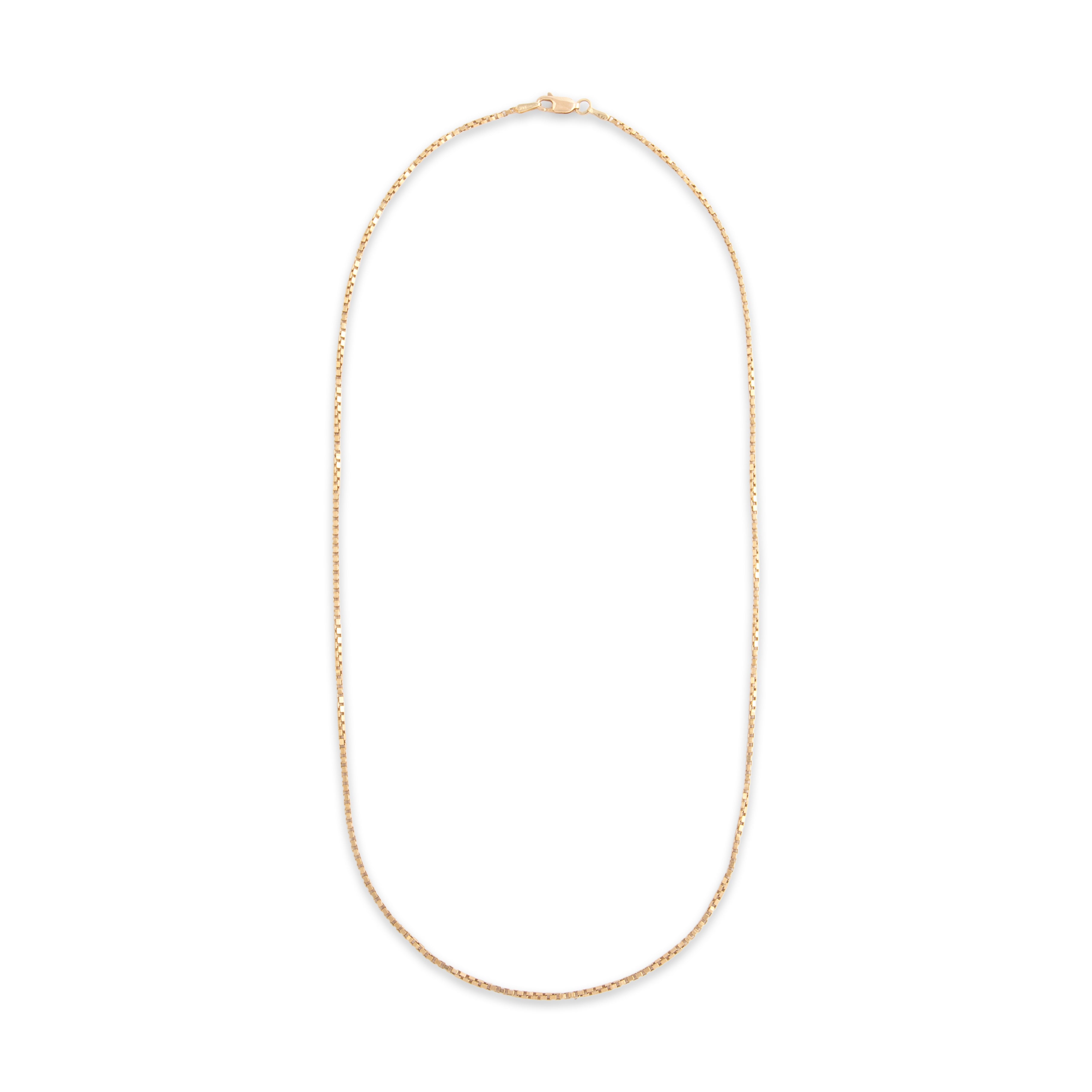 Vintage 14k Yellow Gold 1.5mm Sleek Square Box Chain - Overall view
