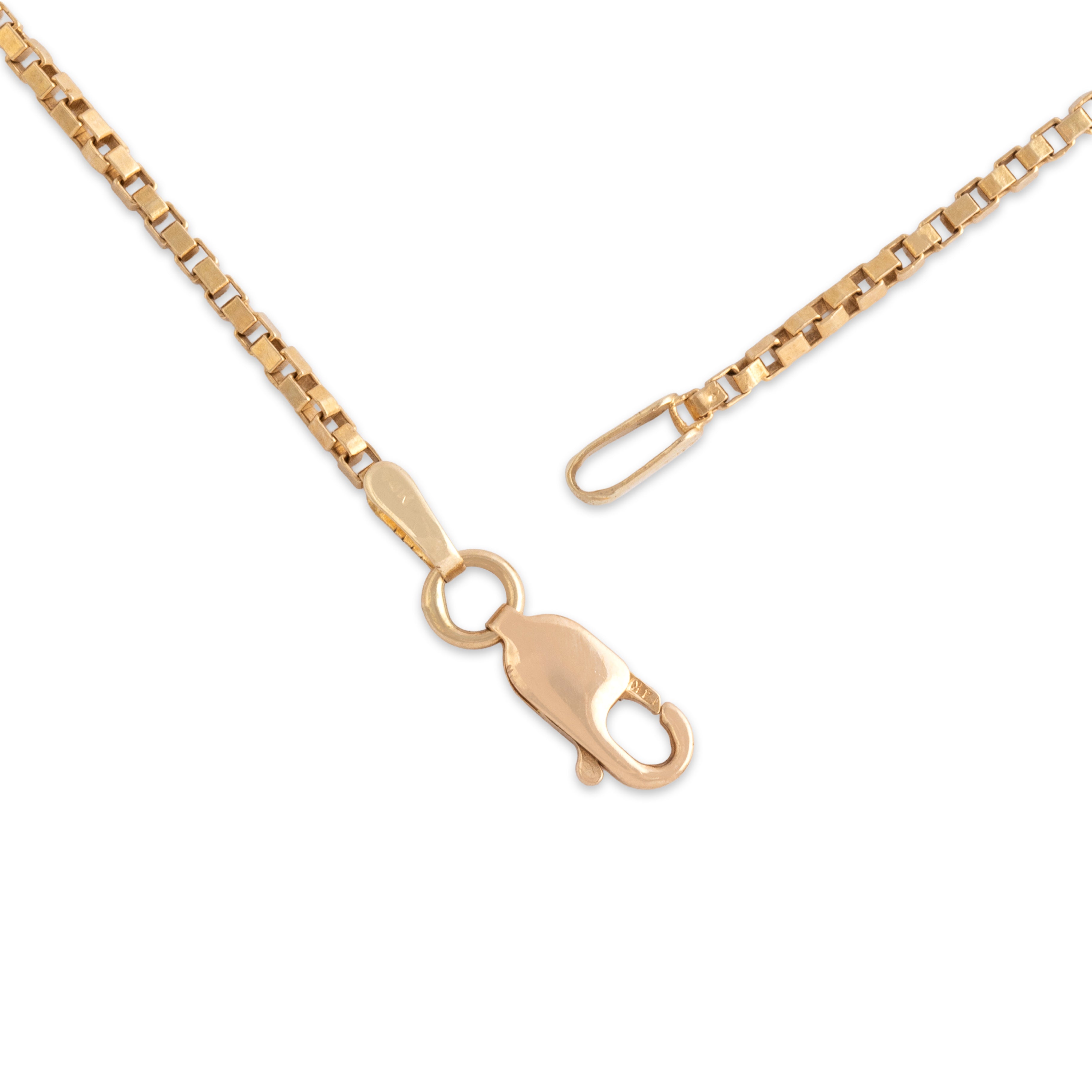 Vintage 14k Yellow Gold 1.5mm Sleek Square Box Chain - clasp view