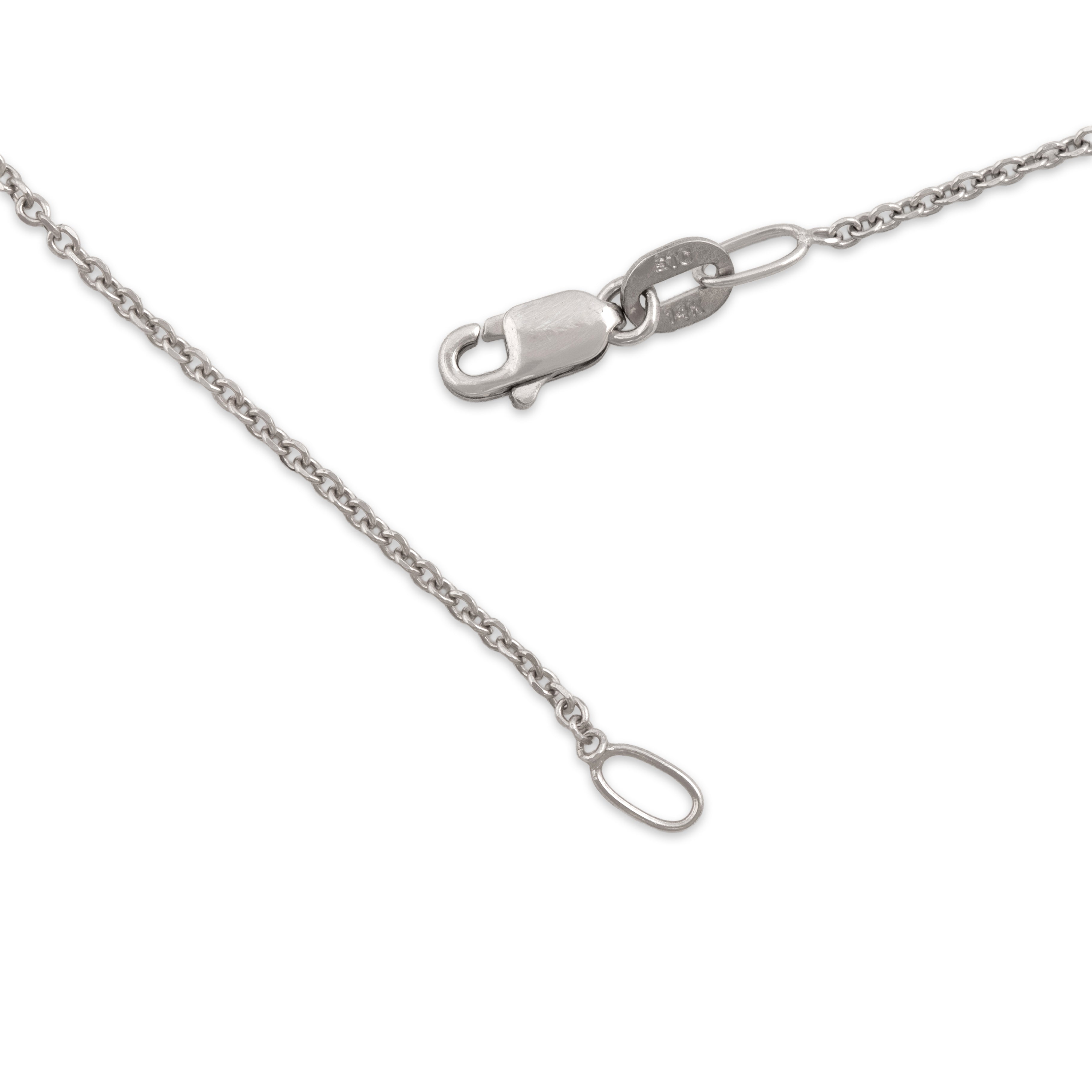 Vintage 14k White Gold Blue Topaz Chic Bezel Solitaire Necklace - clasp view
