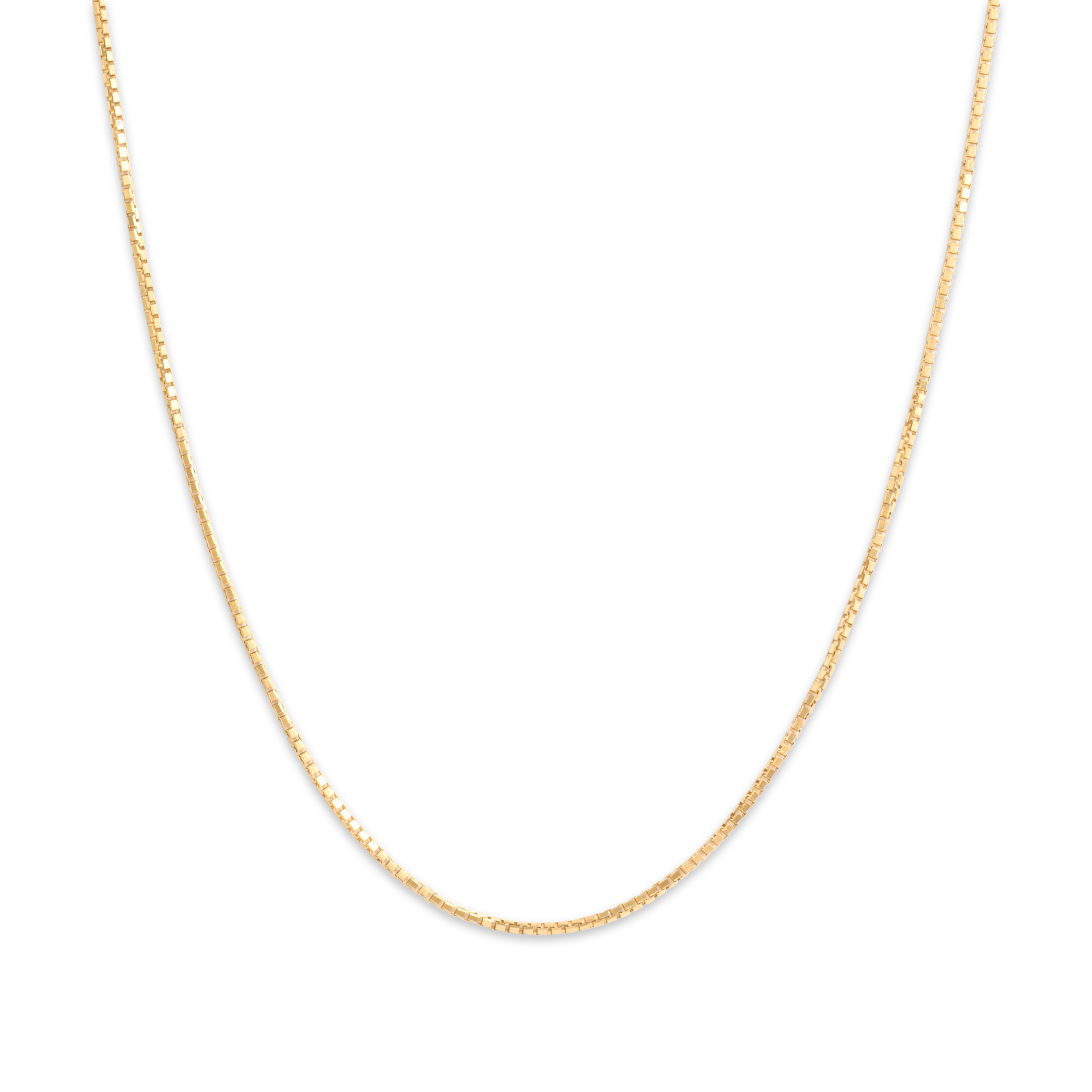 Vintage Italian 14k Yellow Gold 1.2mm Long Faceted Box Chain - Close-up view