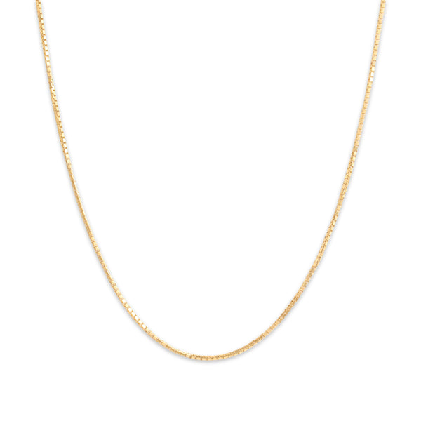 Vintage Italian 14k Yellow Gold 1.2mm Long Faceted Box Chain 24