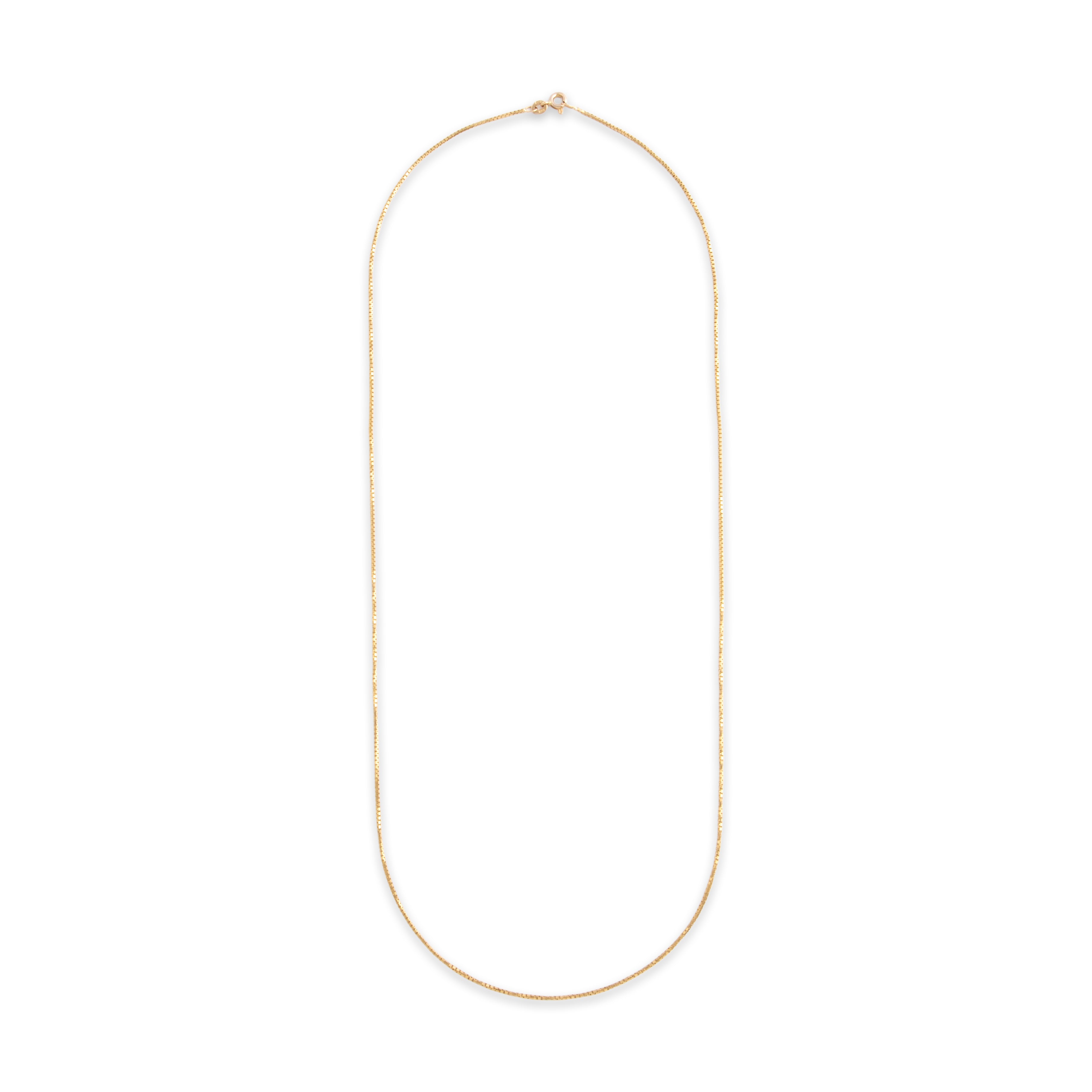 Vintage Italian 14k Yellow Gold 1.2mm Long Faceted Box Chain - Overall view