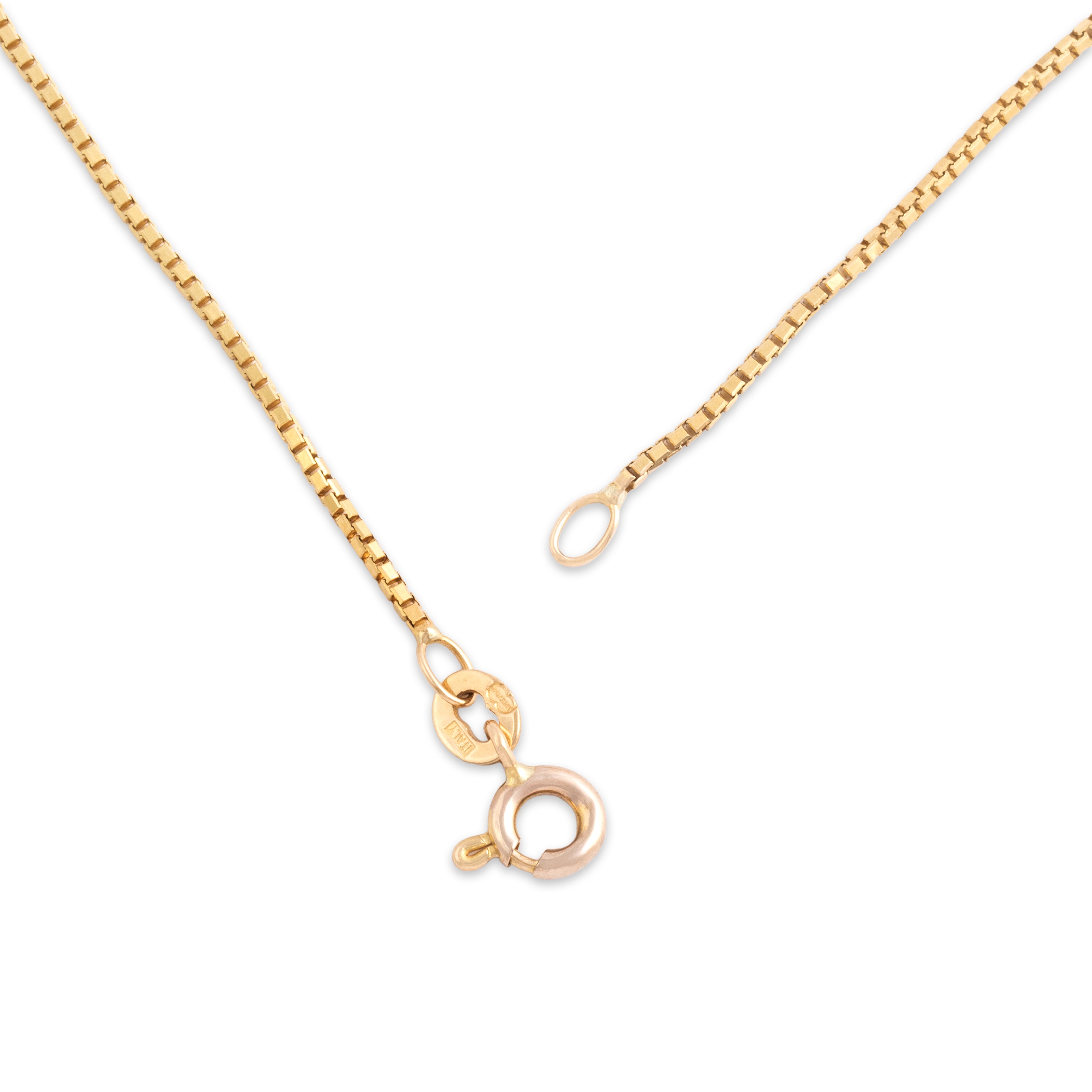 Vintage Italian 14k Yellow Gold 1.2mm Long Faceted Box Chain - clasp view