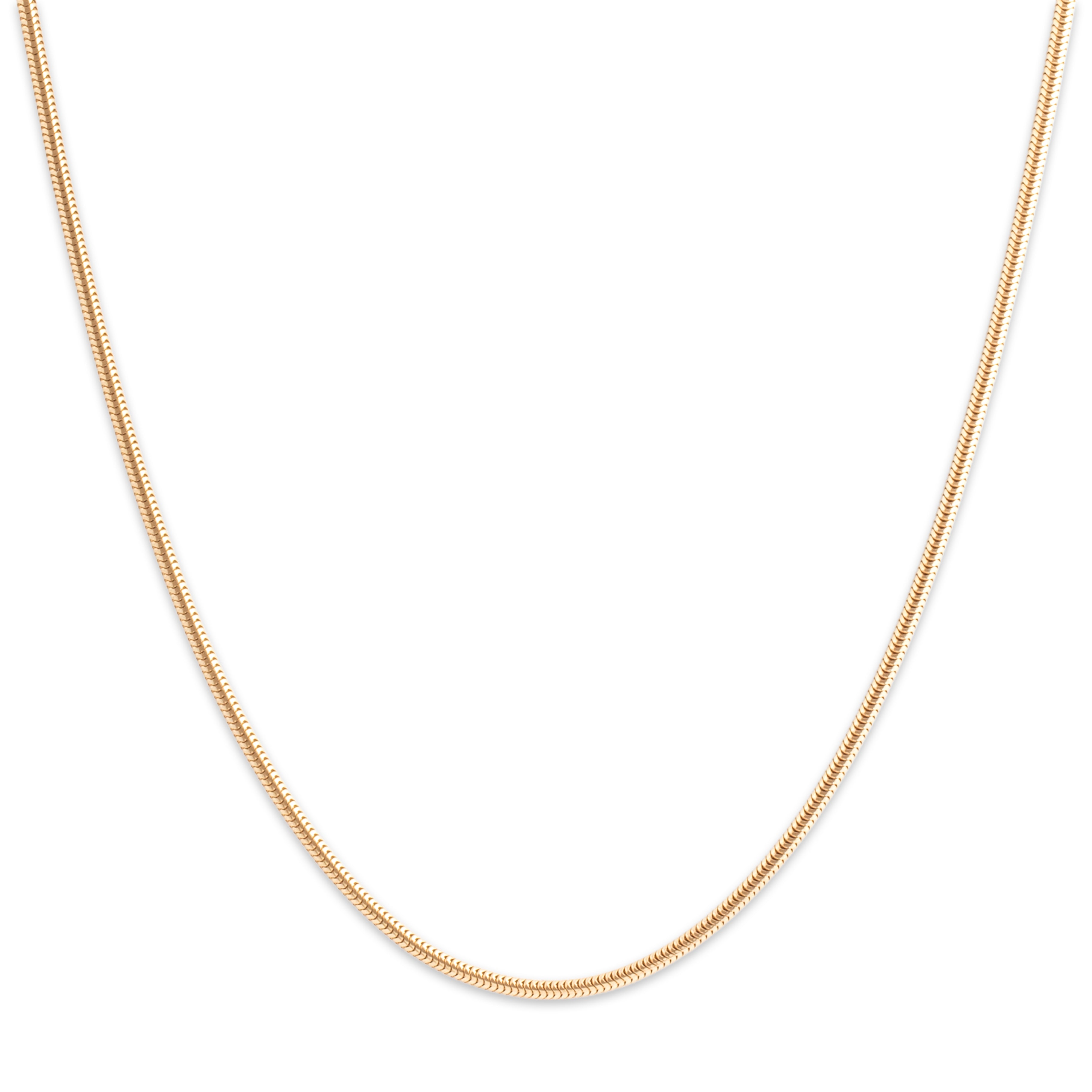 Estate German 14k Yellow Gold 1.6mm Sleek Tubular Snake Chain - Close-up view