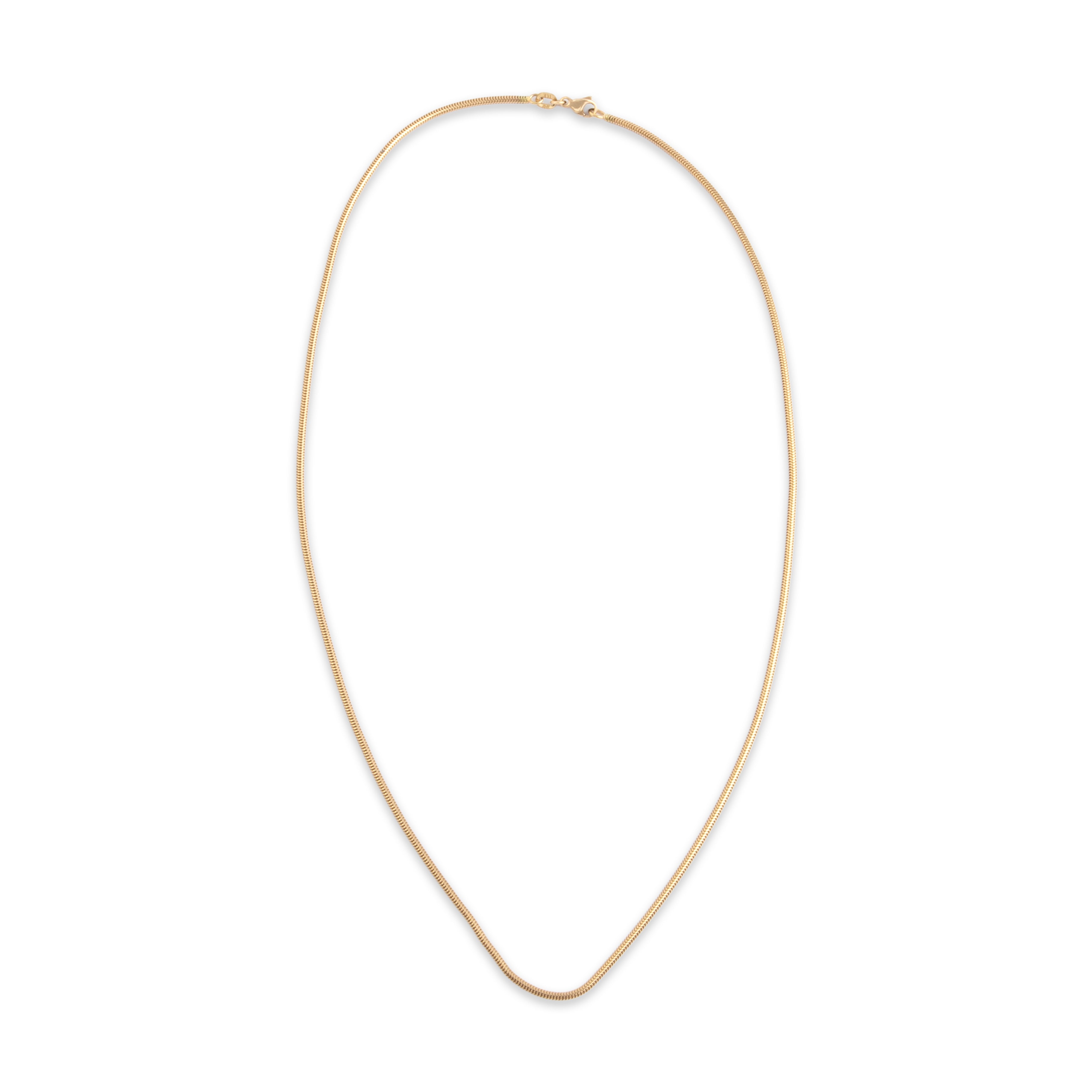 Estate German 14k Yellow Gold 1.6mm Sleek Tubular Snake Chain - Overall view