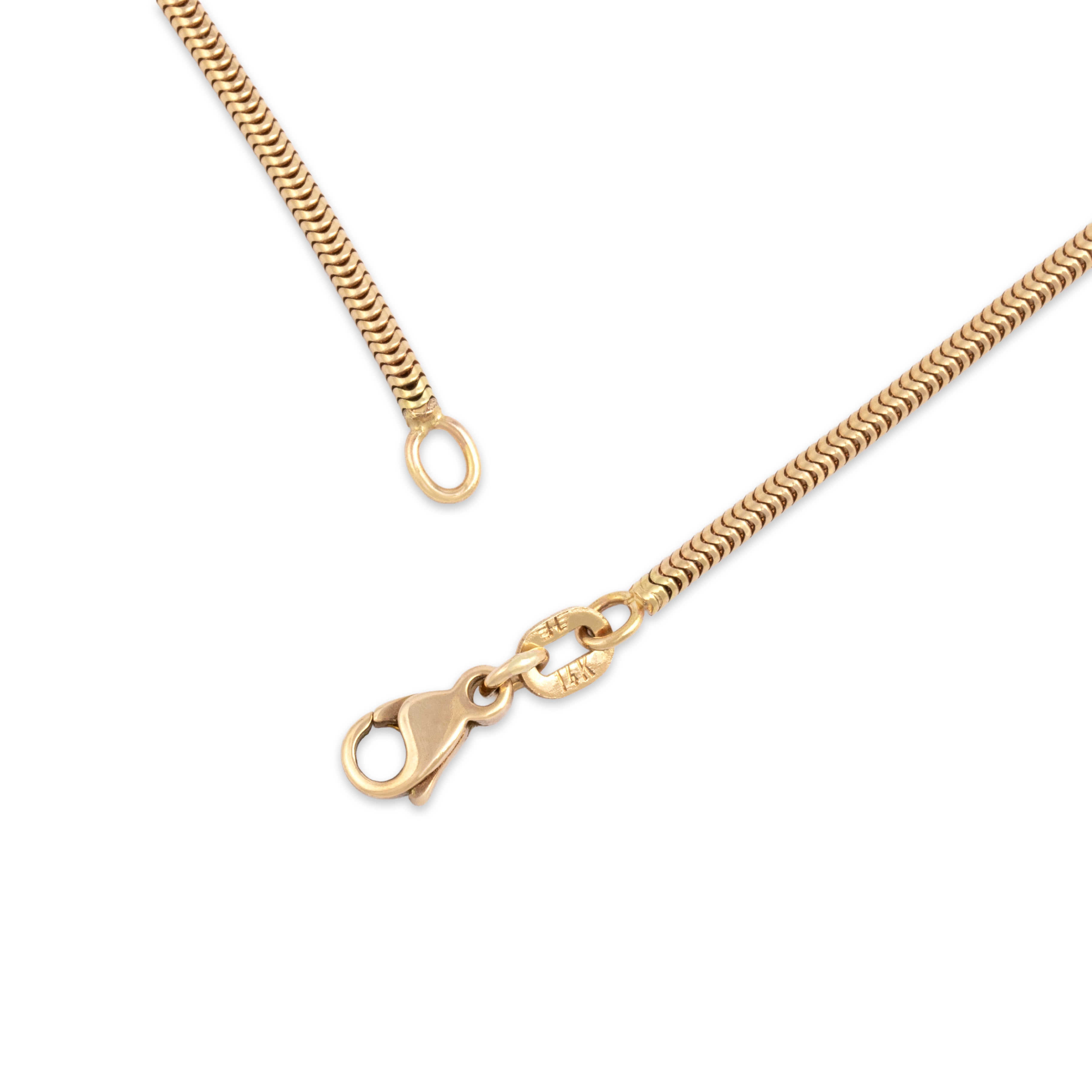 Estate German 14k Yellow Gold 1.6mm Sleek Tubular Snake Chain - clasp view