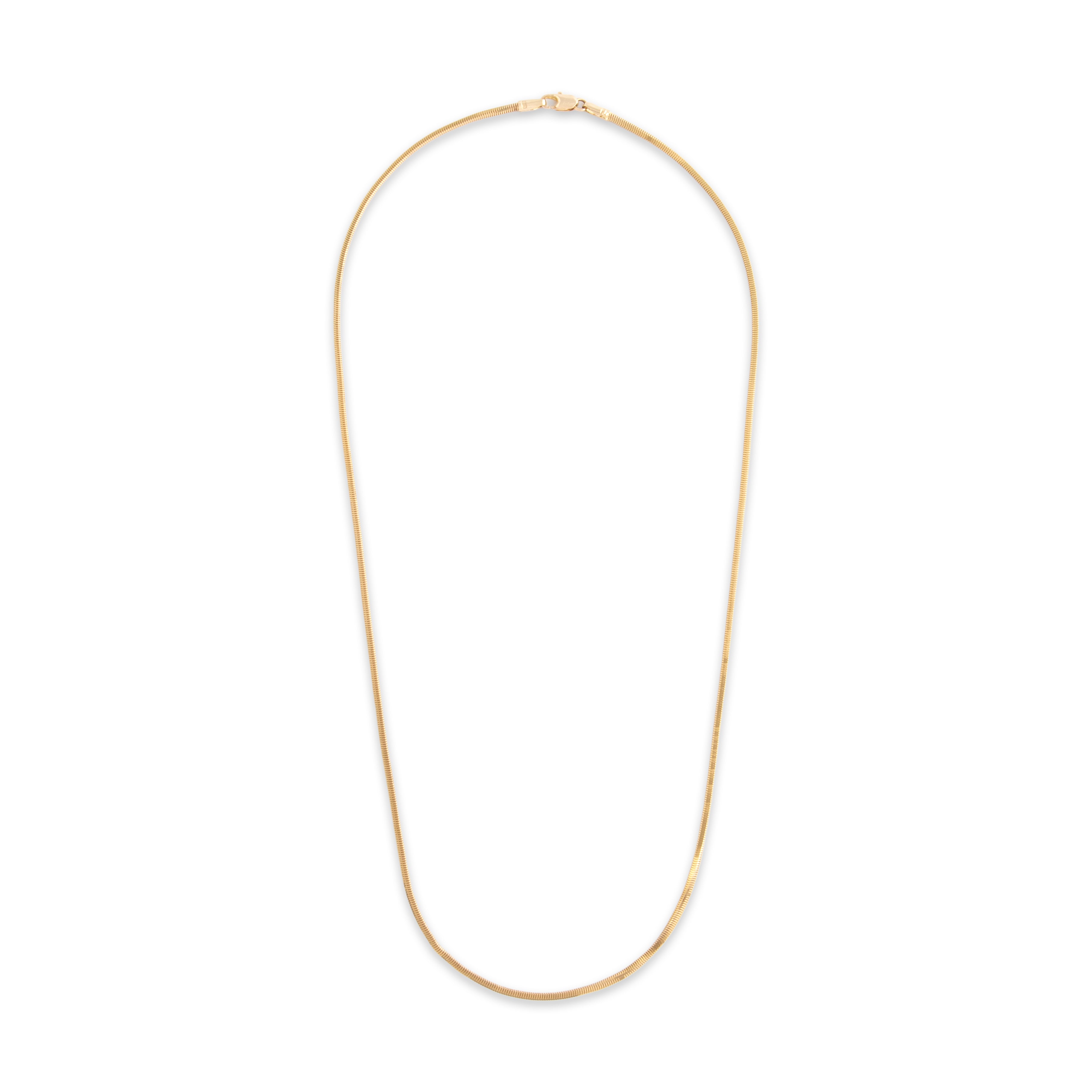 Vintage Italian 14k Yellow Gold 1.5mm Sleek Square Snake Chain - Overall view