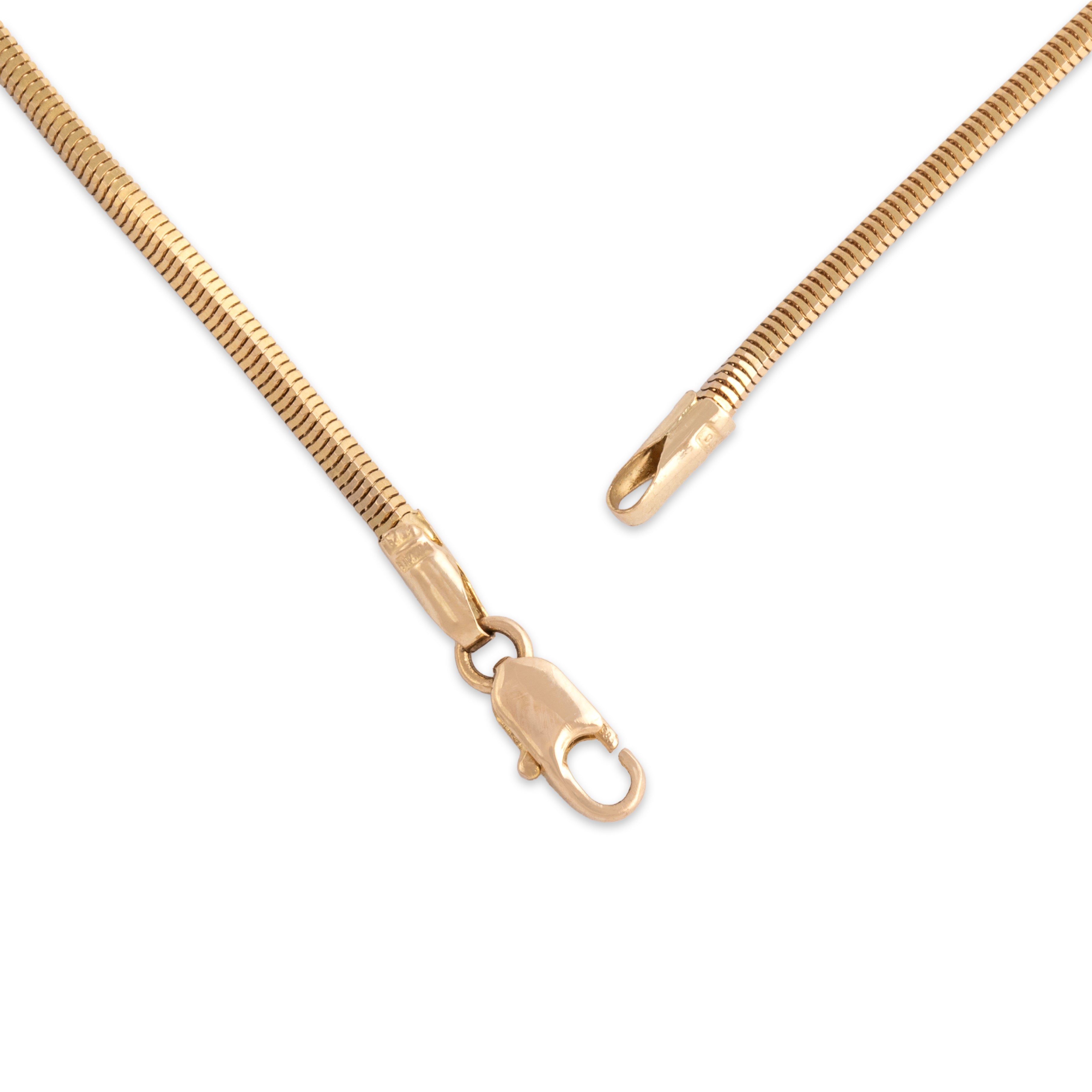 Vintage Italian 14k Yellow Gold 1.5mm Sleek Square Snake Chain - clasp view