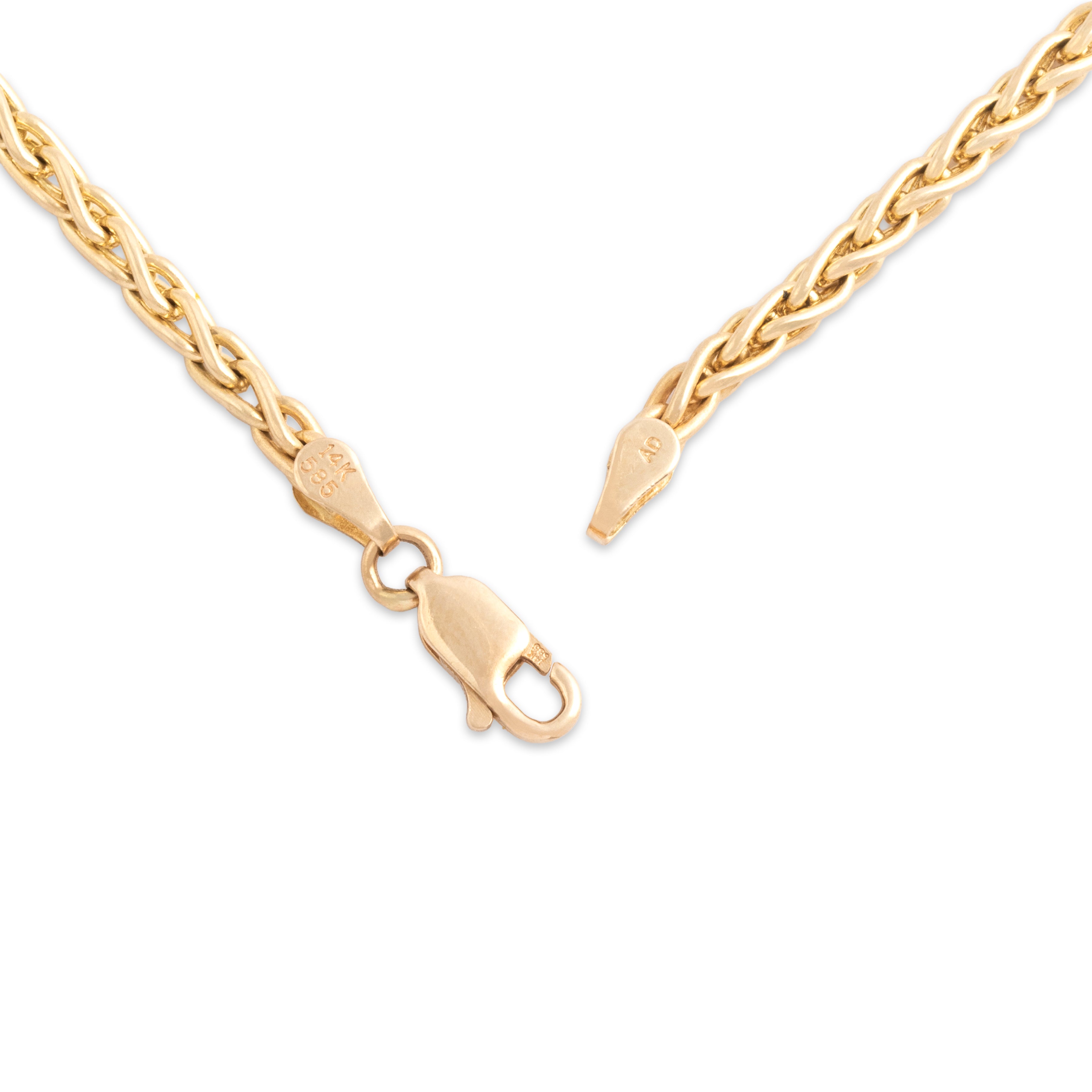 Vintage 14k Yellow Gold 2.8mm Striking Wheat Chain - clasp view