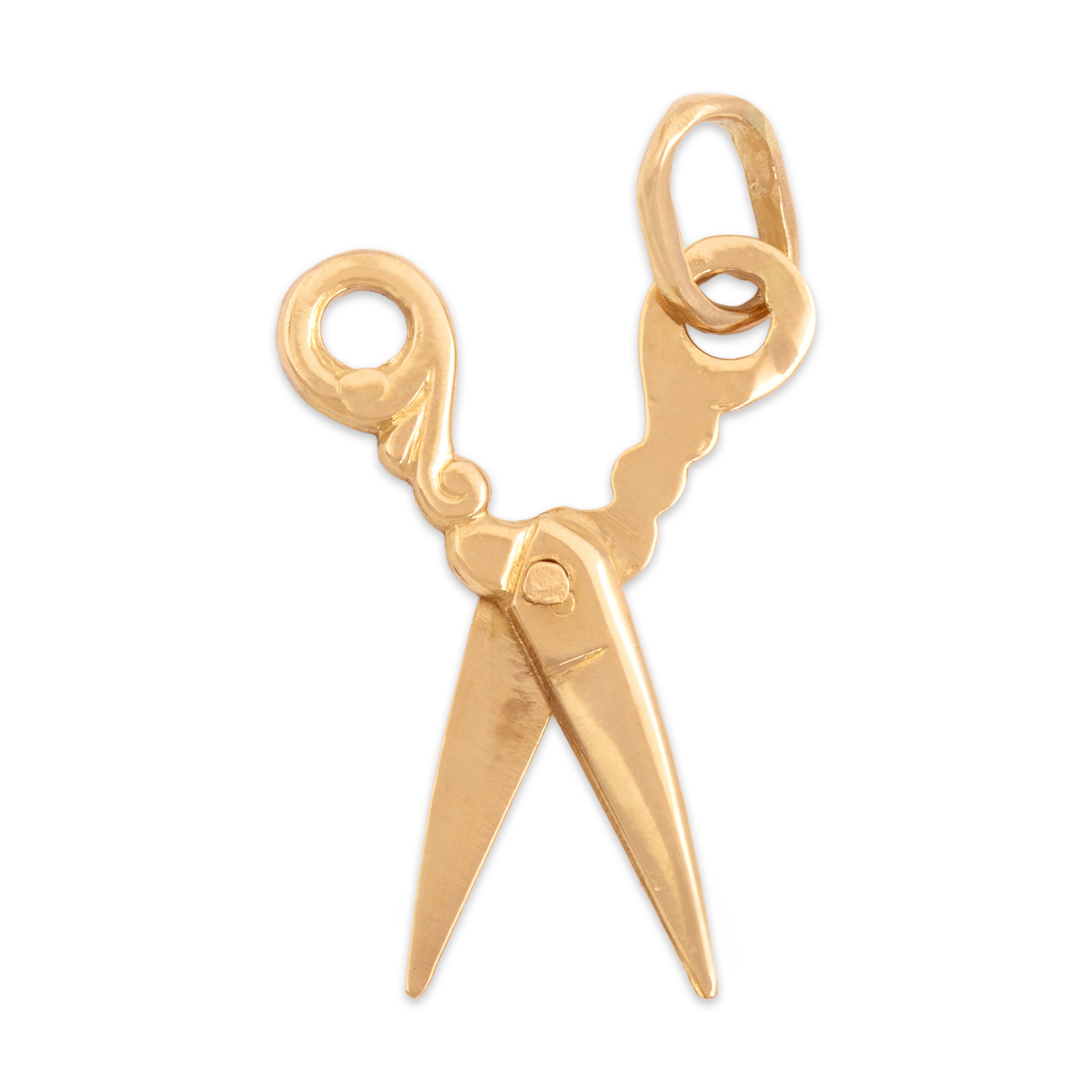Vintage 18k Yellow Gold Lovely Snippy Scissors Charm / Pendant - Overall view