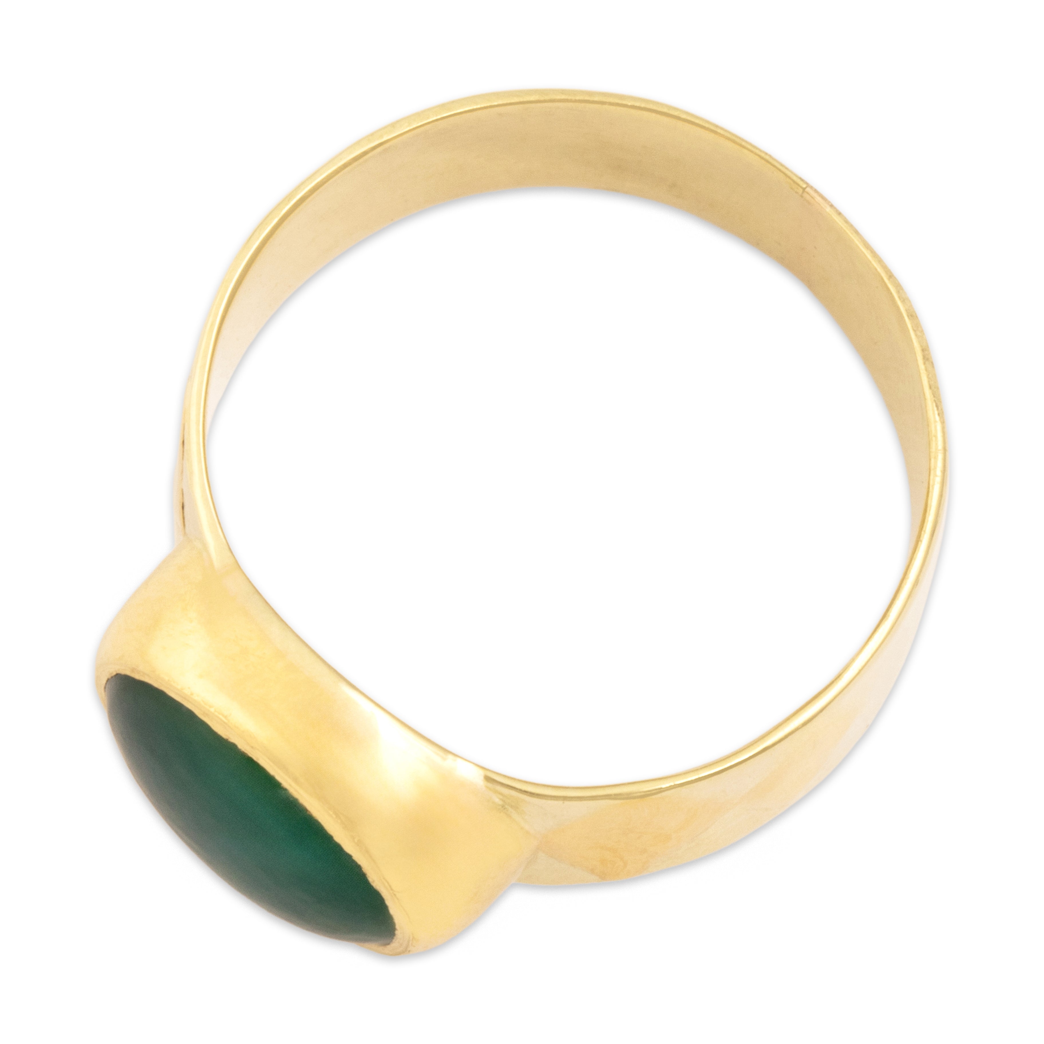 Vintage 18k Yellow Gold Green Chalcedony Artistic Checkerboard Wide Band Ring - Overall view