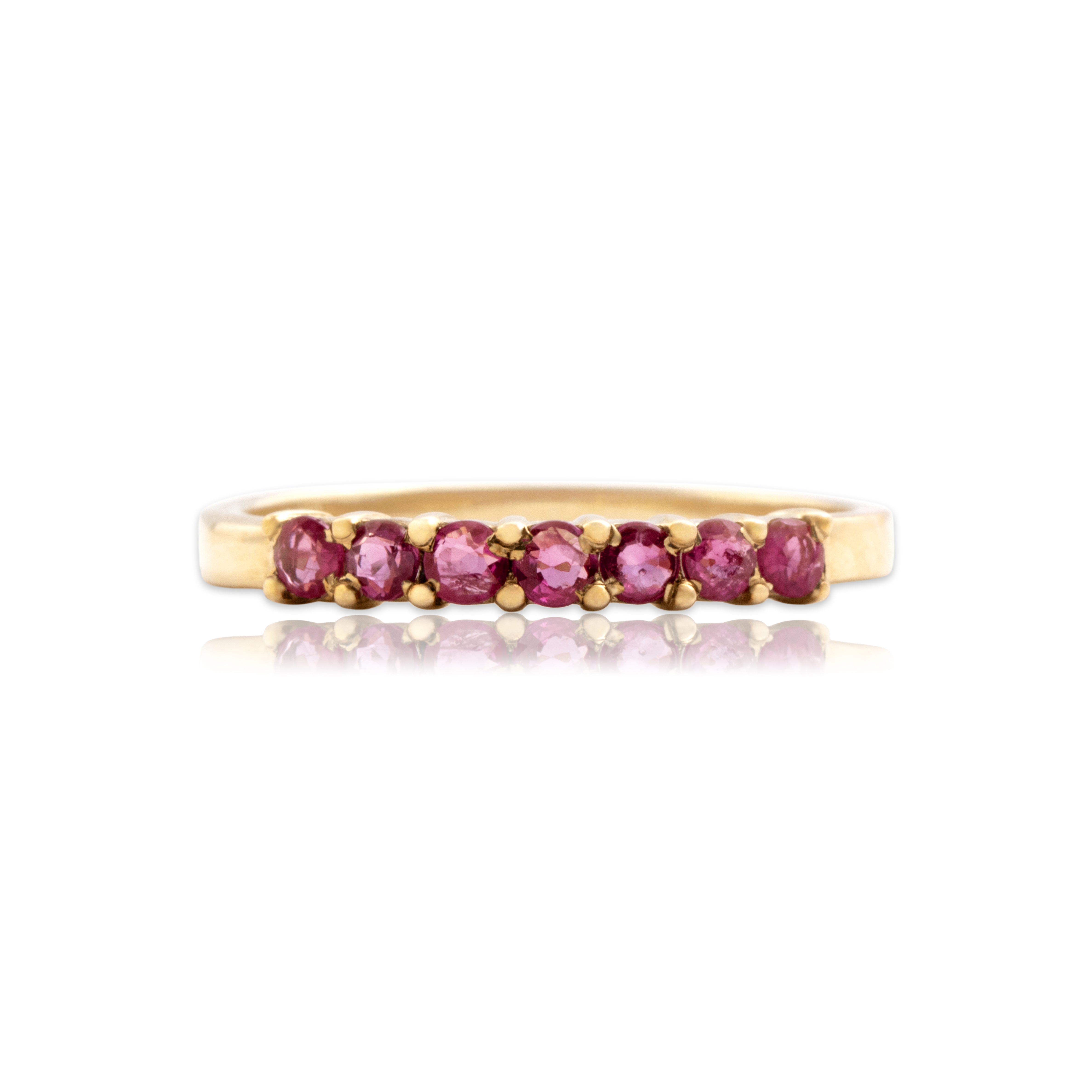 Vintage 10k Yellow Gold Ruby Bright Dainty Line Band Ring 9.00
