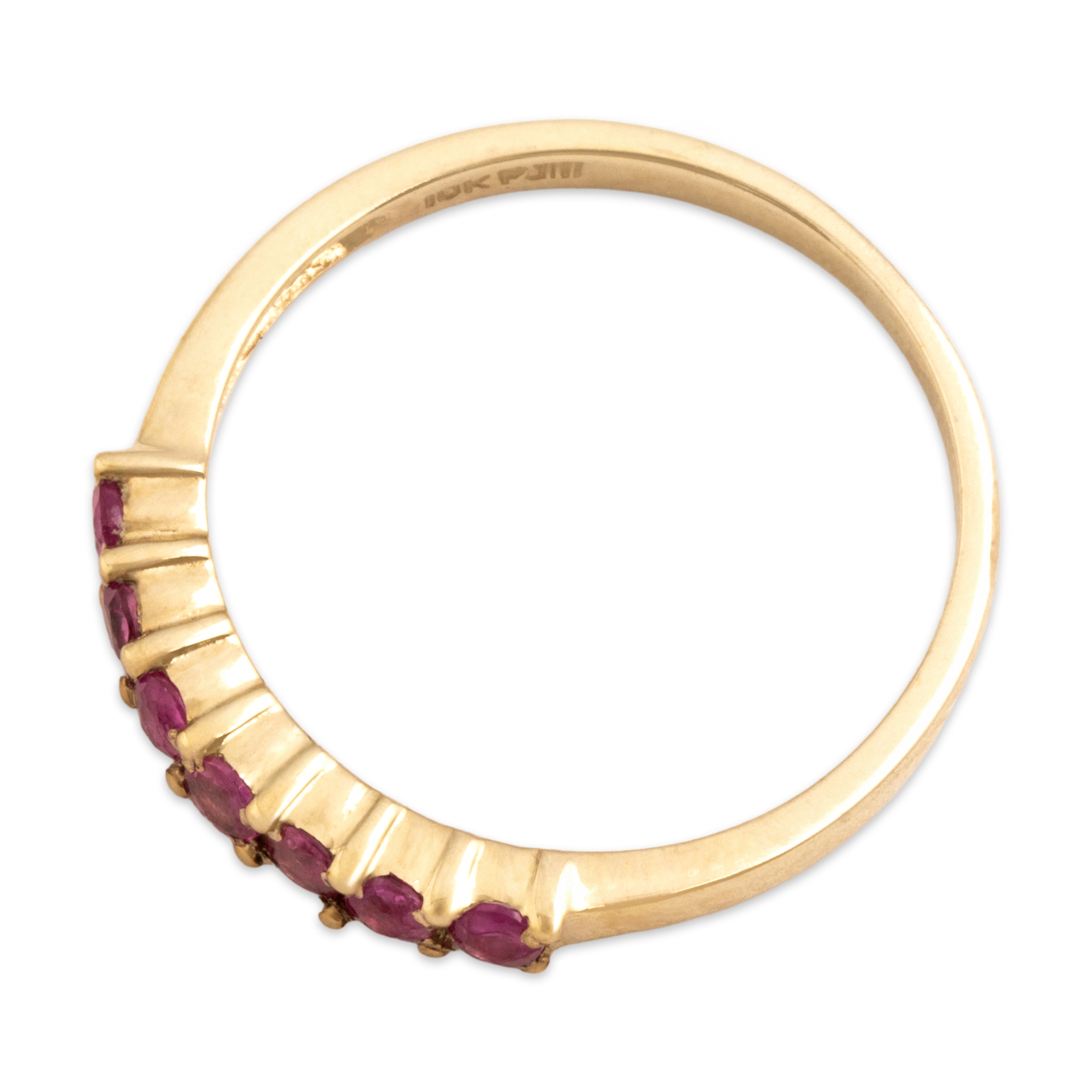 Vintage 10k Yellow Gold Ruby Bright Dainty Line Band Ring - Overall view