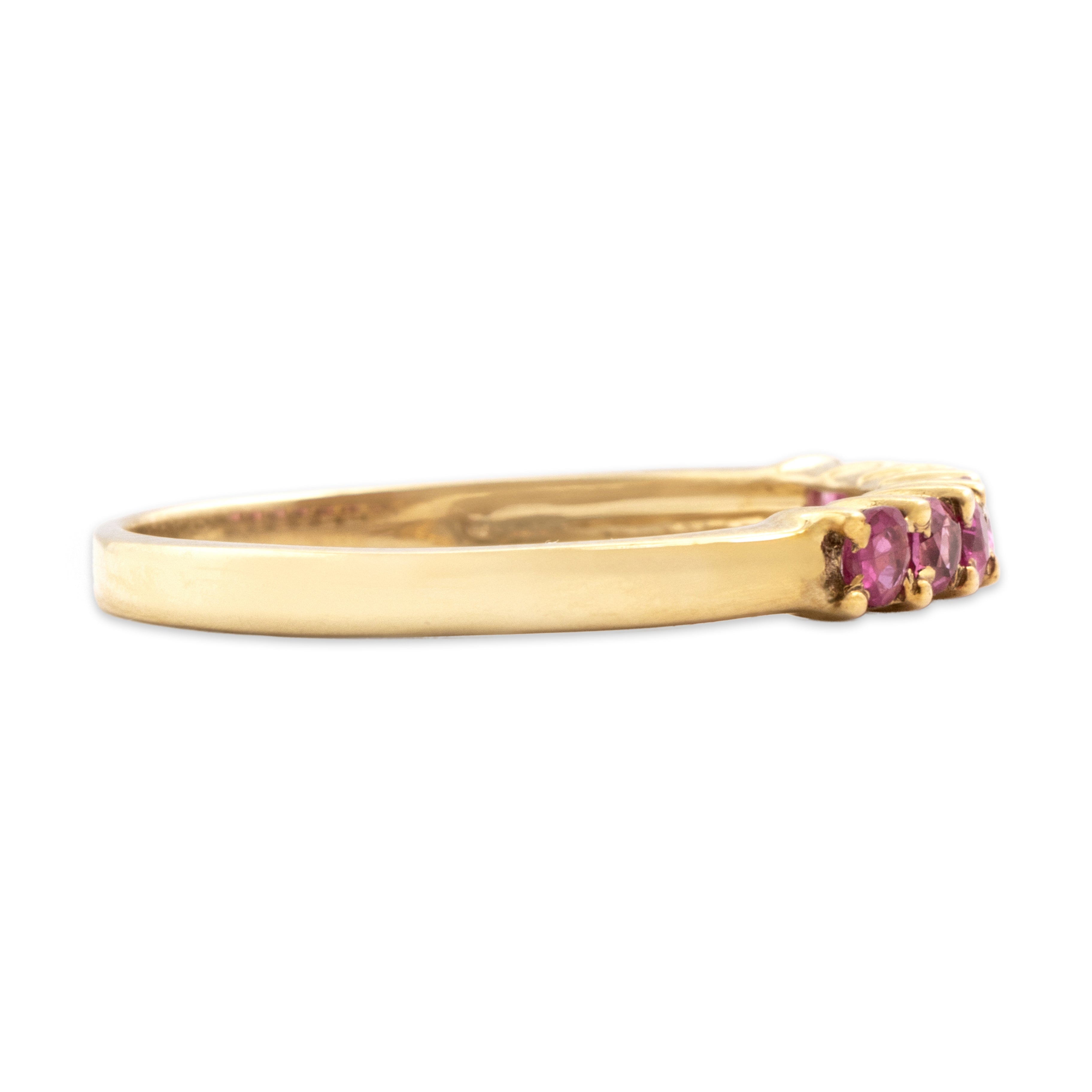 Vintage 10k Yellow Gold Ruby Bright Dainty Line Band Ring - Side view