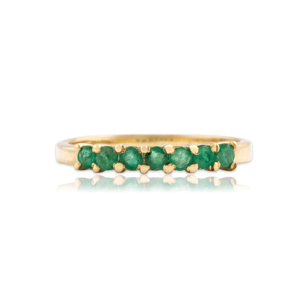 Vintage 10k Yellow Gold Emerald Bright Round Line Band Ring 9.00