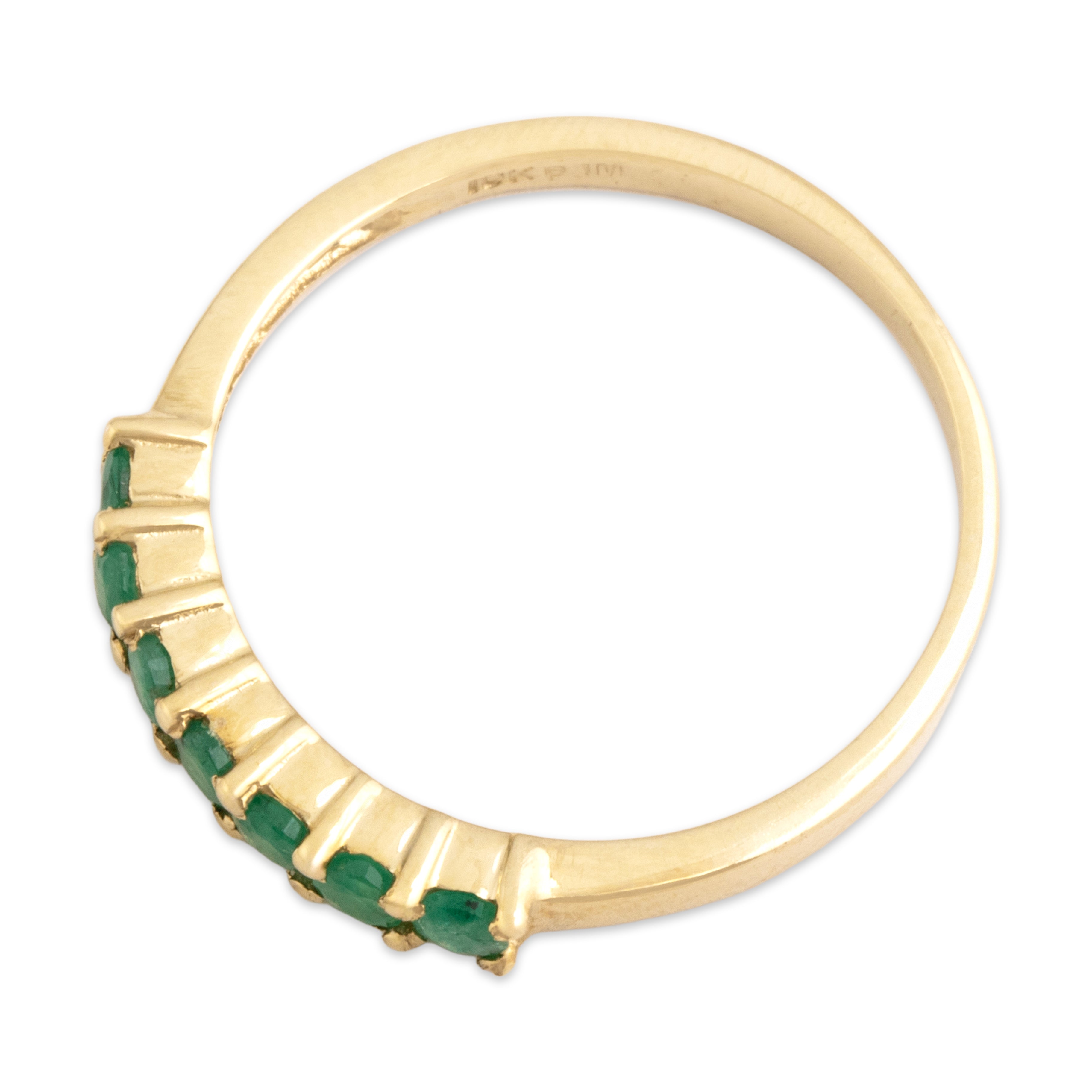 Vintage 10k Yellow Gold Emerald Bright Round Line Band Ring - Overall view